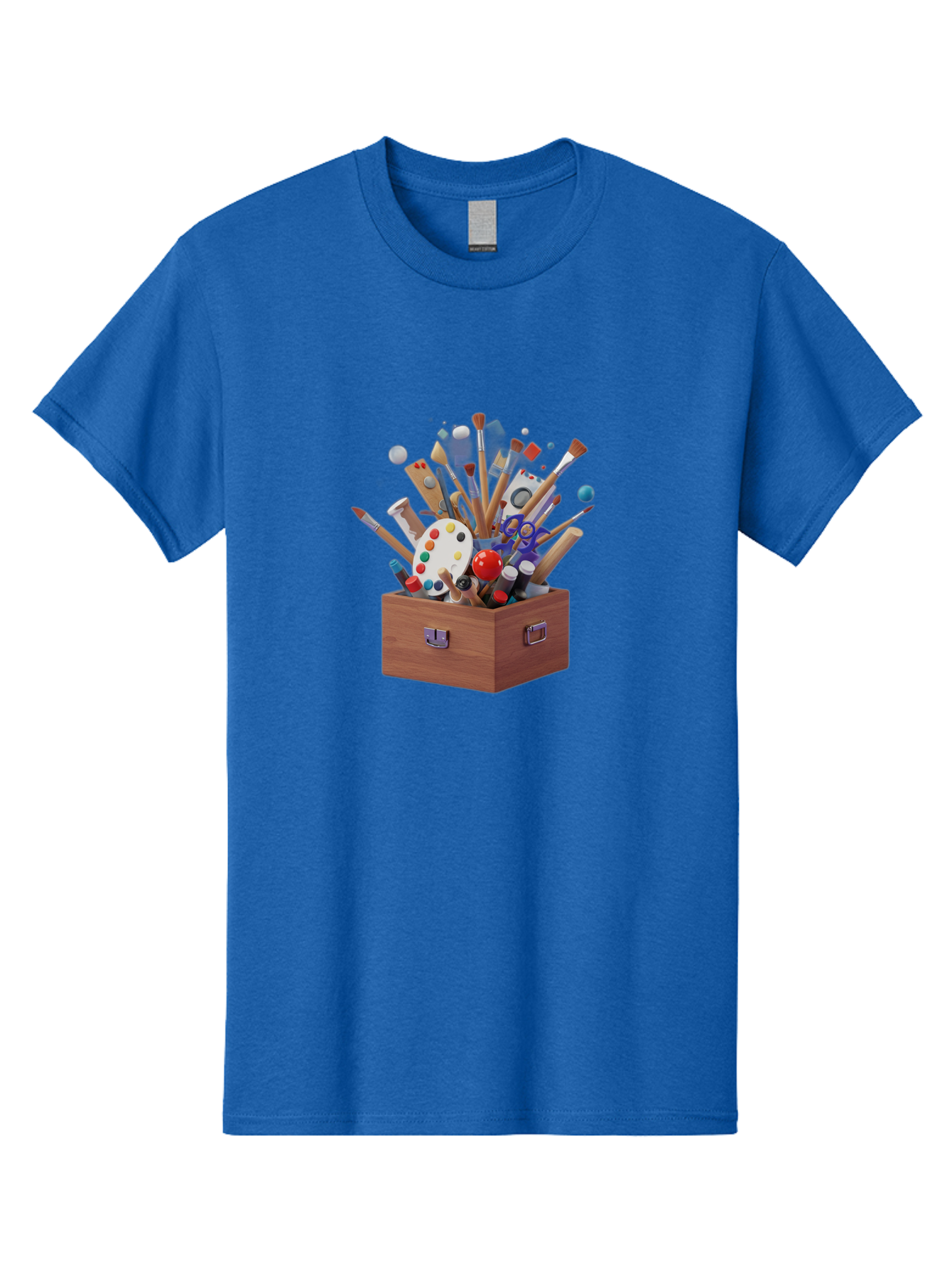 Artist-Toolbox Men'S Graphic Tee, 100% Cotton, Comfortable Casual Summer Wear, Machine Washable, Art Supplies, Paintbrushes, Palette, Paint Tubes, Creativity, Artistic Expression, Crafting, Diy, Art Studio, Painting Tools, Colorful Art Bac588