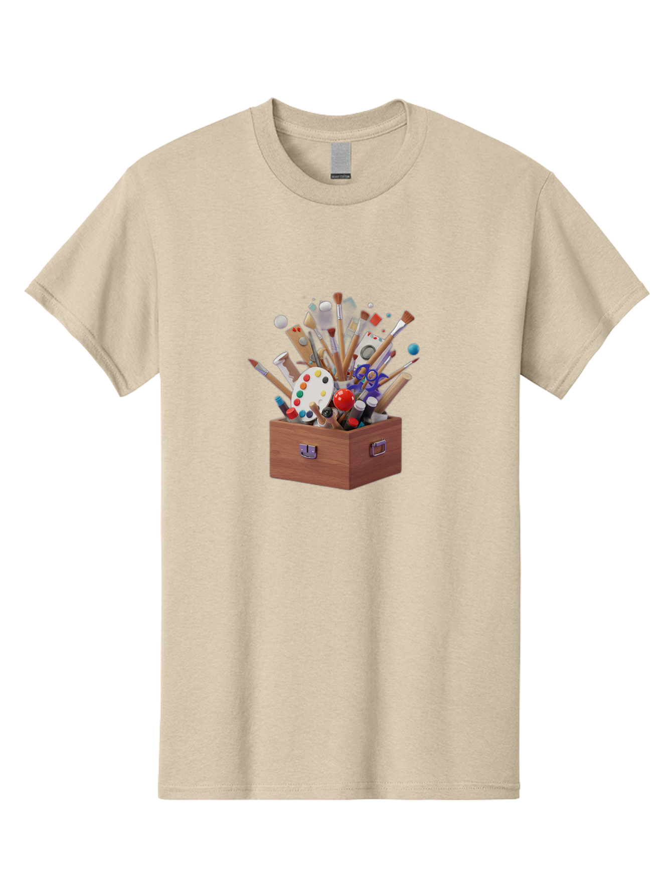 Artist-Toolbox Men'S Graphic Tee, 100% Cotton, Comfortable Casual Summer Wear, Machine Washable, Art Supplies, Paintbrushes, Palette, Paint Tubes, Creativity, Artistic Expression, Crafting, Diy, Art Studio, Painting Tools, Colorful Art Bac588