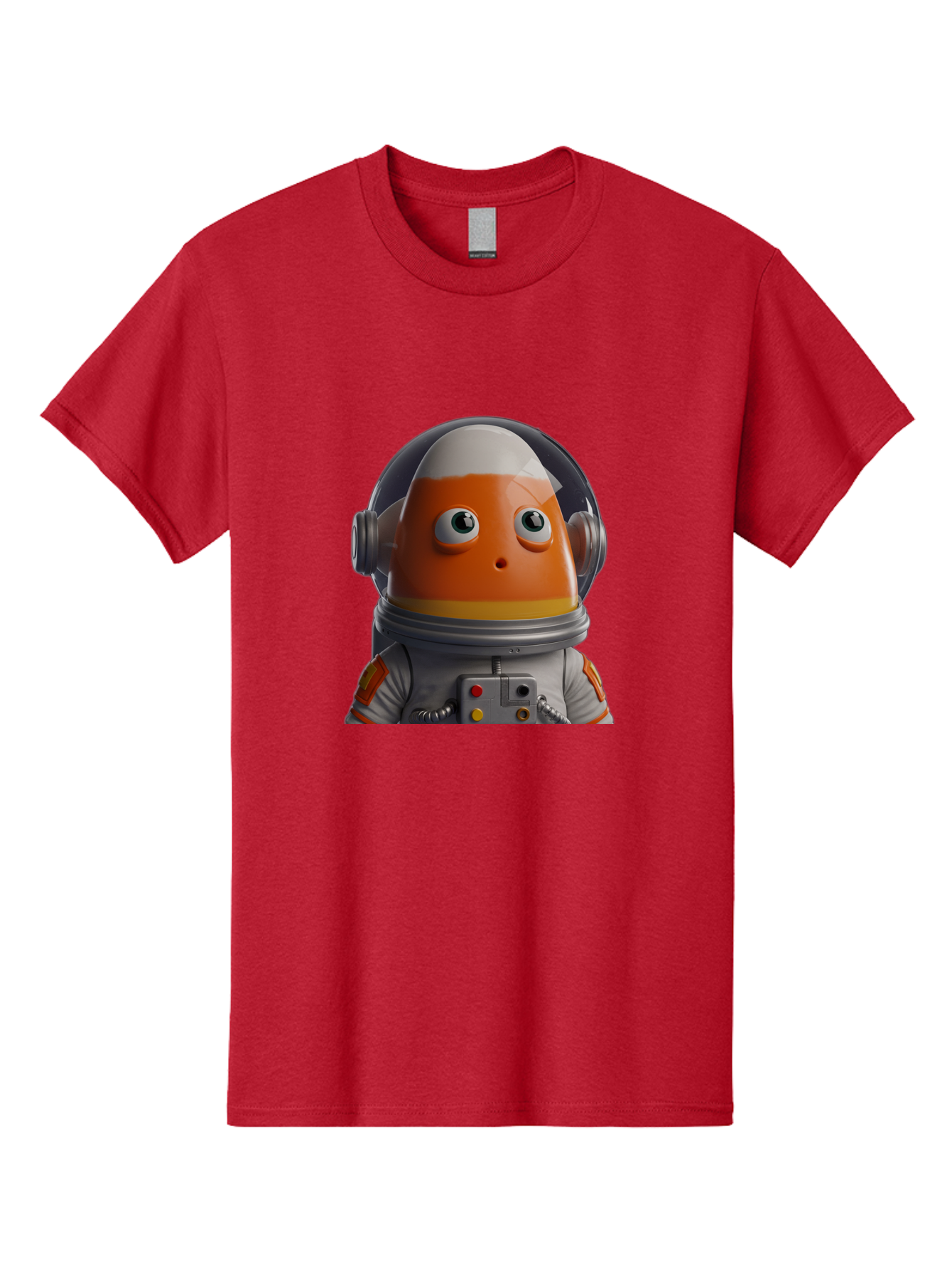 Astronaut-Fish Men'S Graphic Tee, 100% Cotton, Comfortable Casual Summer Wear, Machine Washable, Futuristic Astronaut, Candy-Themed Space Suit, Orange And White Colors, Cartoon-Style Character, Space Exploration, Sci-Fi Elements, Bac589