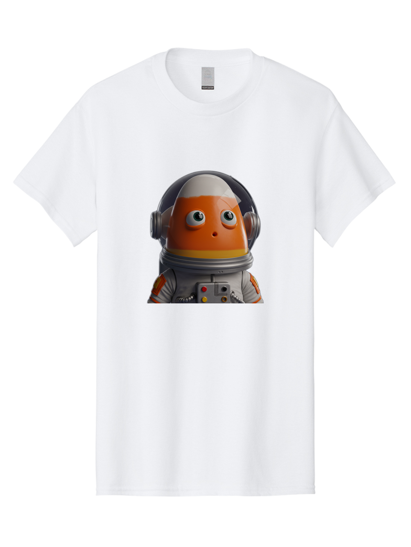 Astronaut-Fish Men'S Graphic Tee, 100% Cotton, Comfortable Casual Summer Wear, Machine Washable, Futuristic Astronaut, Candy-Themed Space Suit, Orange And White Colors, Cartoon-Style Character, Space Exploration, Sci-Fi Elements, Bac589