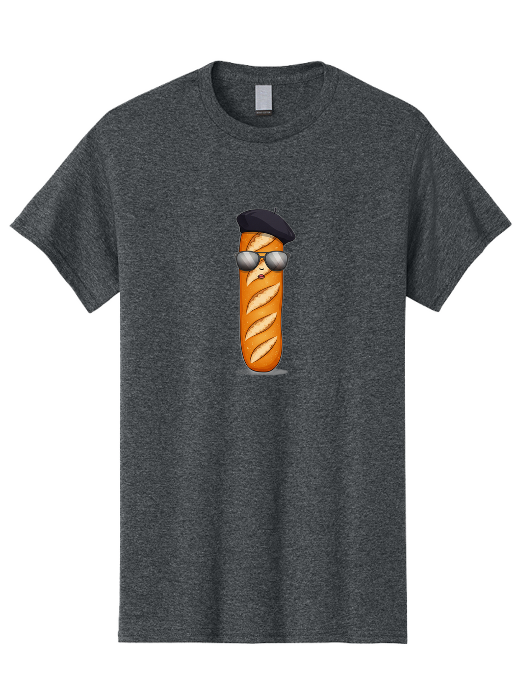 Baguette Men'S Graphic Tee, 100% Cotton, Comfortable Casual Summer Wear, Machine Washable, Cool Baguette, French Bread, Beret Hat, Trendy Sunglasses, Cartoon Character, Humorous Illustration, Funny Food Bac596