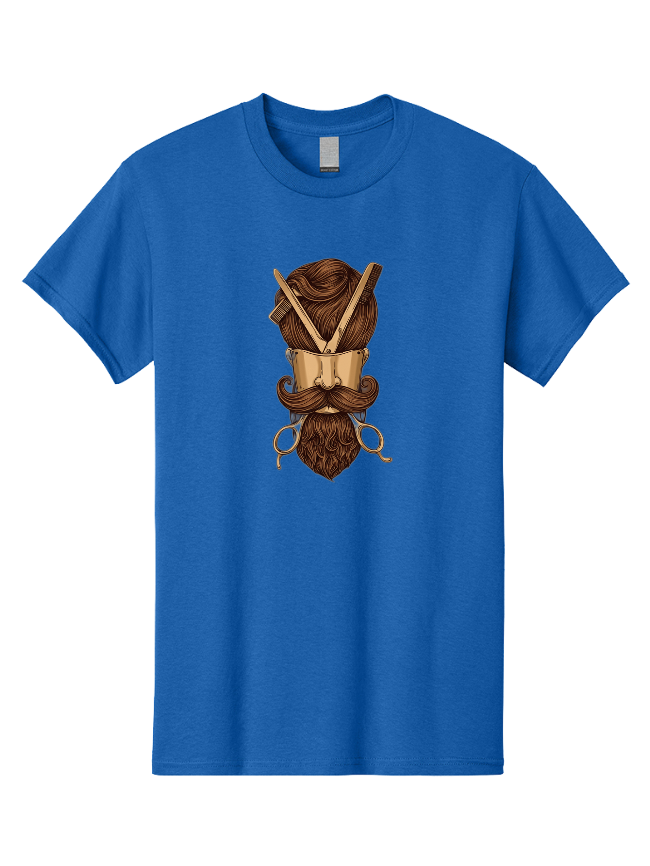 Barber-Art Men'S Graphic Tee, 100% Cotton, Comfortable Casual Summer Wear, Machine Washable, Barber Shop Logo, Men'S Grooming, Mustache, Beard, Haircut, Scissors, Comb, Vintage Style, Barber Tools, Classic Design Bac599