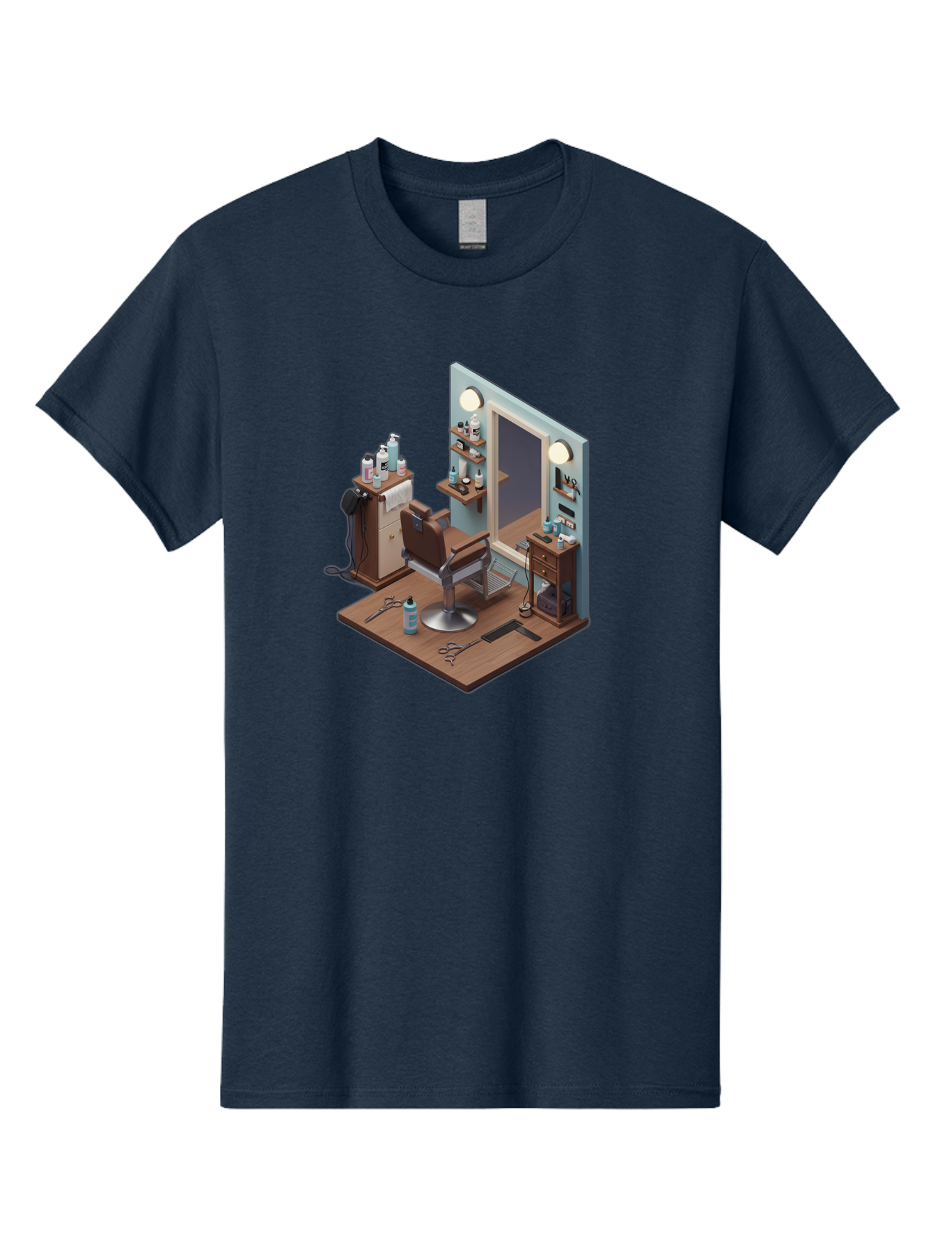 Barber-Chair-Station Men'S Graphic Tee, 100% Cotton, Comfortable Casual Summer Wear, Machine Washable, Barber Chair, Hair Cutting Tools, Grooming Products, Salon Equipment, Stylish Haircut, Modern Barbershop, Grooming Accessories, Bac600