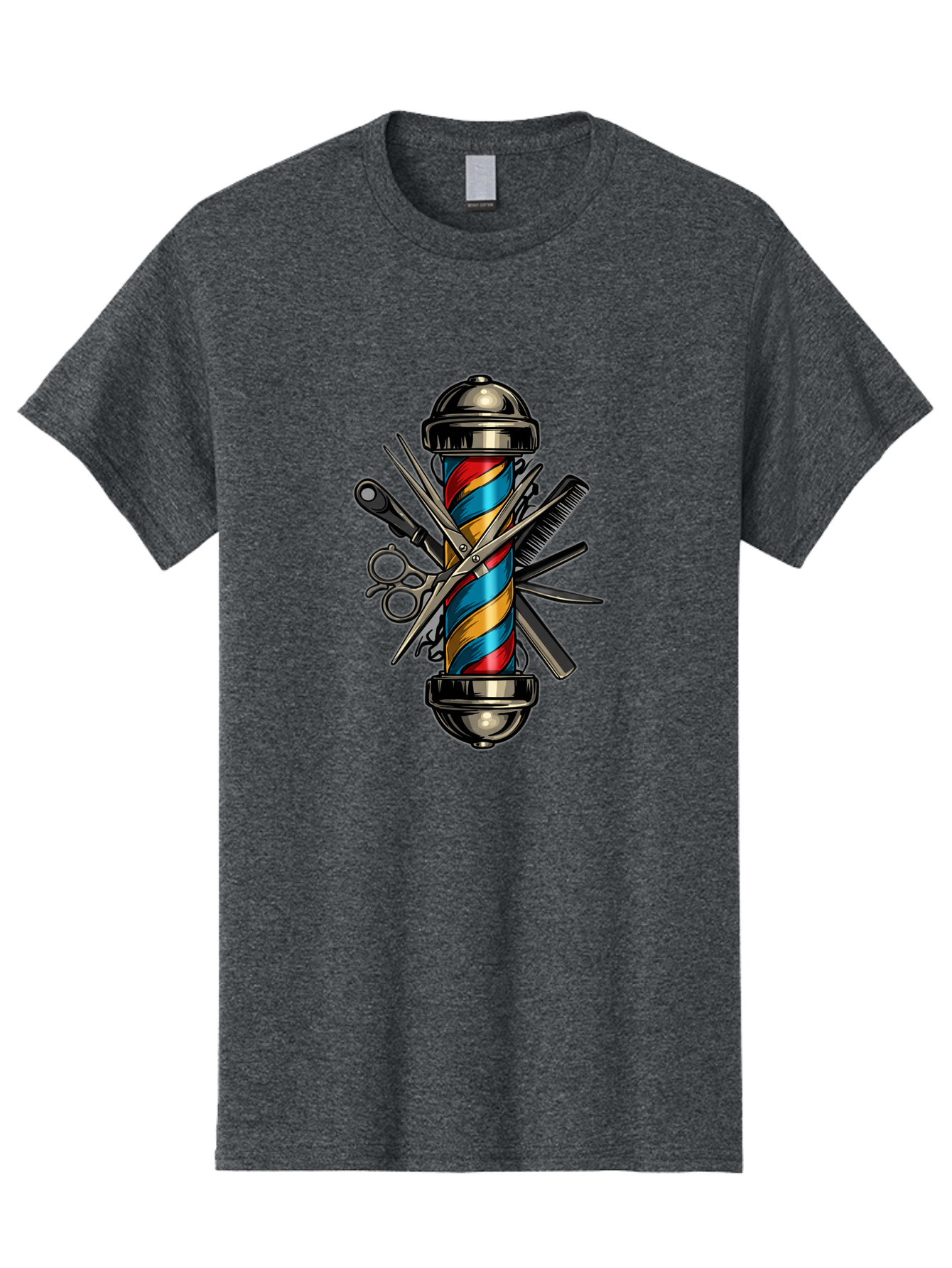 Barber-Pole-3 Men'S Graphic Tee, 100% Cotton, Comfortable Casual Summer Wear, Machine Washable, Barber Pole, Barber Shop, Hairdressing, Scissors, Comb, Clippers, Barber Tools, Barber Equipment, Men'S Grooming, Salon Services Bac605