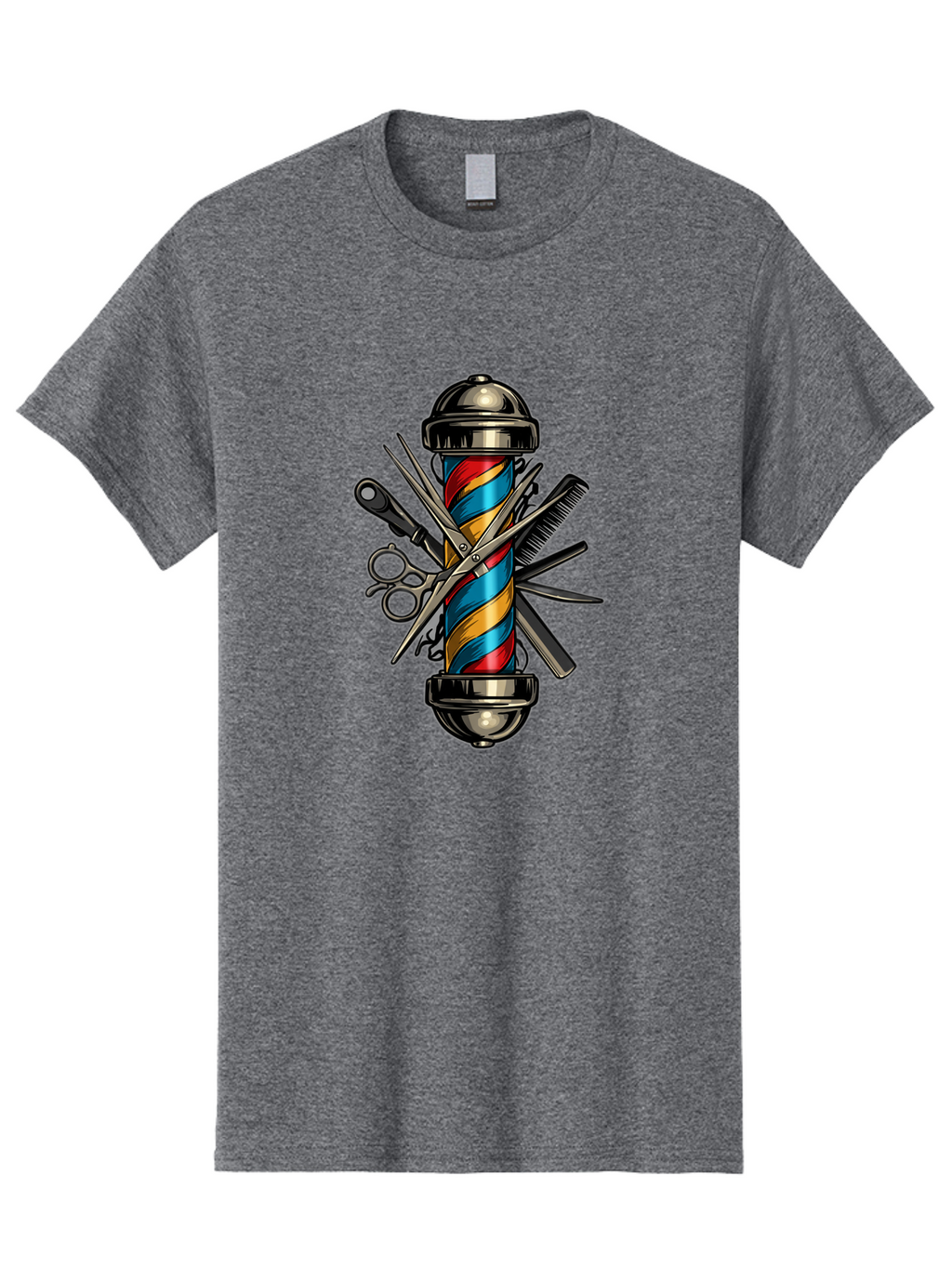 Barber-Pole-3 Men'S Graphic Tee, 100% Cotton, Comfortable Casual Summer Wear, Machine Washable, Barber Pole, Barber Shop, Hairdressing, Scissors, Comb, Clippers, Barber Tools, Barber Equipment, Men'S Grooming, Salon Services Bac605