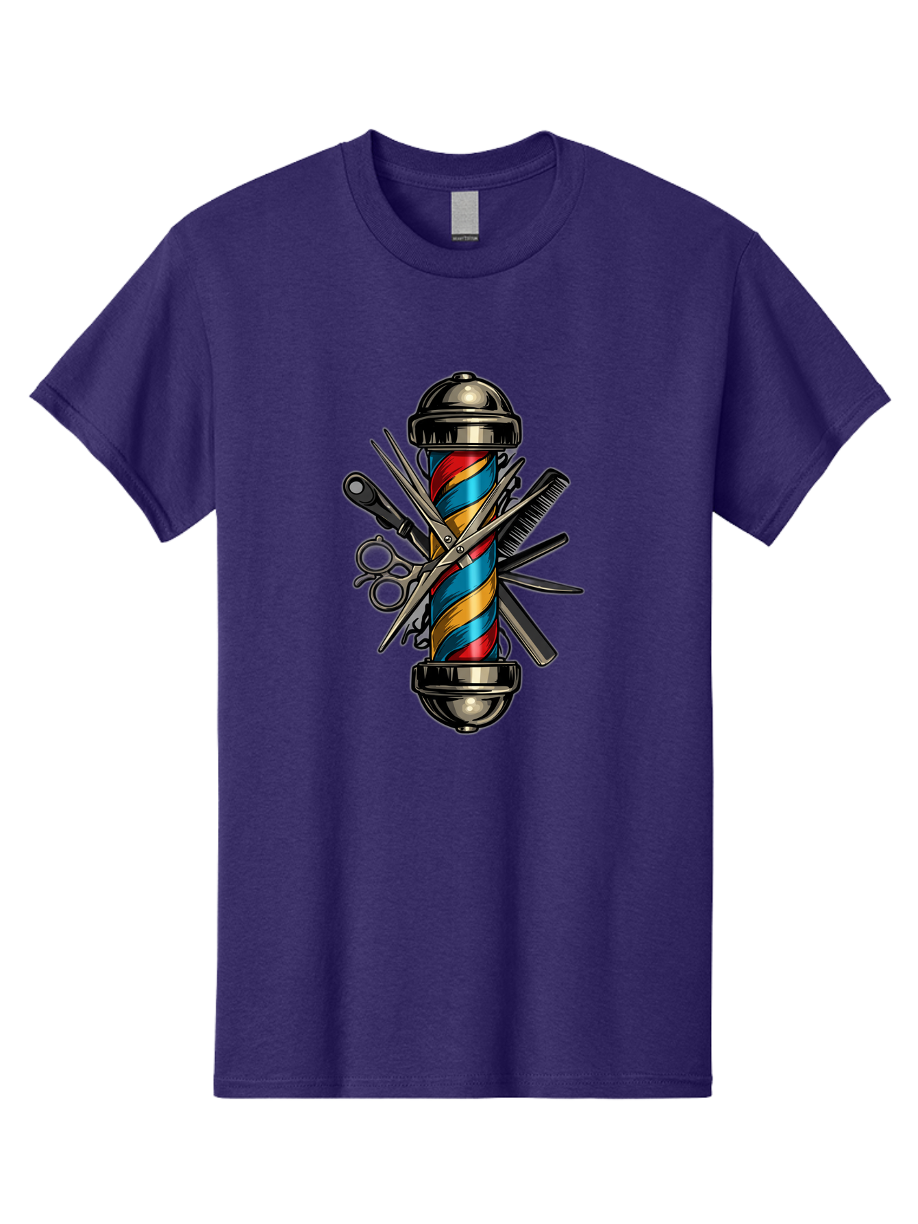 Barber-Pole-3 Men'S Graphic Tee, 100% Cotton, Comfortable Casual Summer Wear, Machine Washable, Barber Pole, Barber Shop, Hairdressing, Scissors, Comb, Clippers, Barber Tools, Barber Equipment, Men'S Grooming, Salon Services Bac605