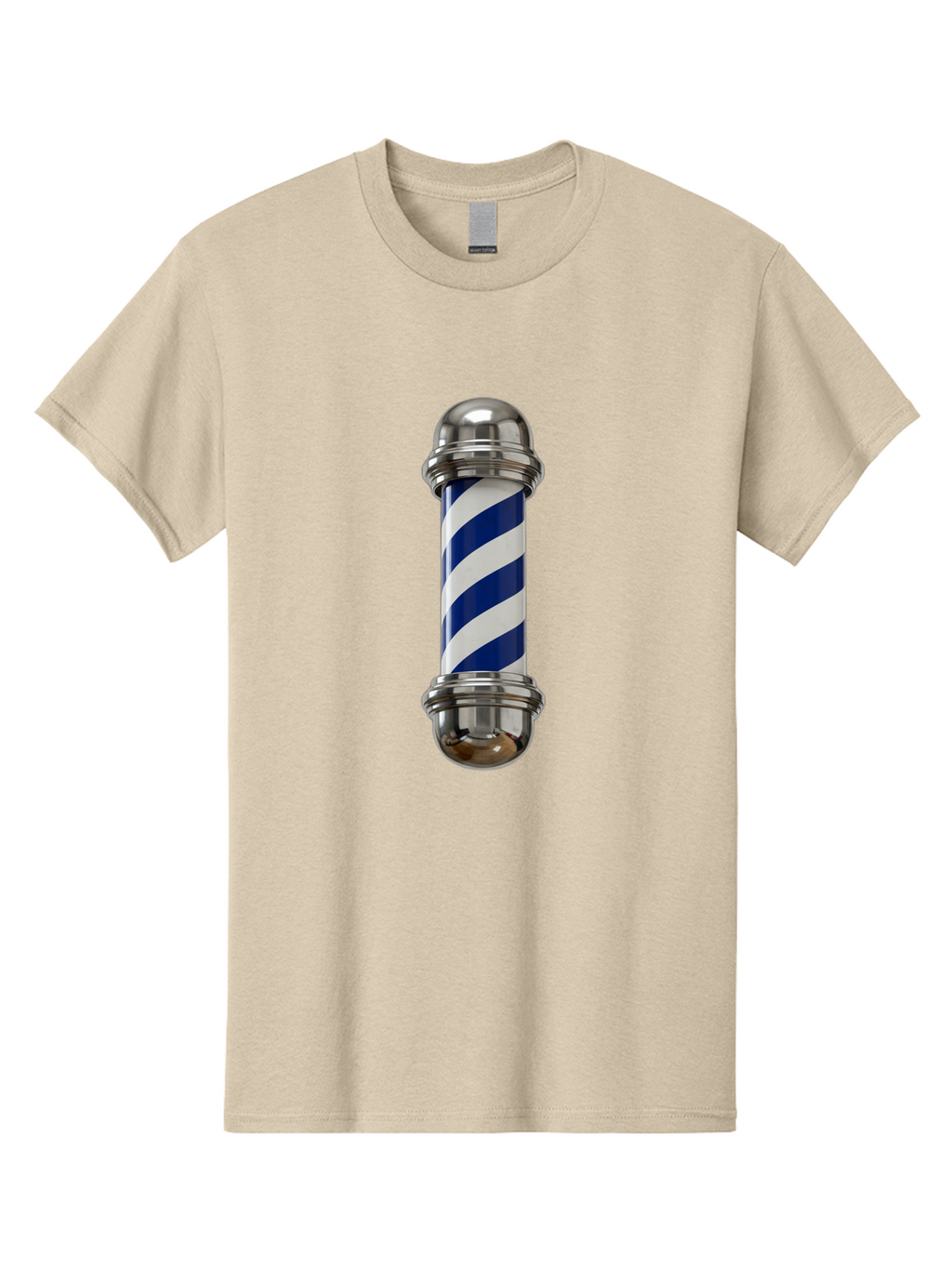Barber-Pole Men'S Graphic Tee, 100% Cotton, Comfortable Casual Summer Wear, Machine Washable, Barber Pole, Blue And White Stripes, Silver Caps, Traditional Symbol, Barbershop Sign, Classic Design, Vintage Style, Grooming, Men'S Grooming, Bac606