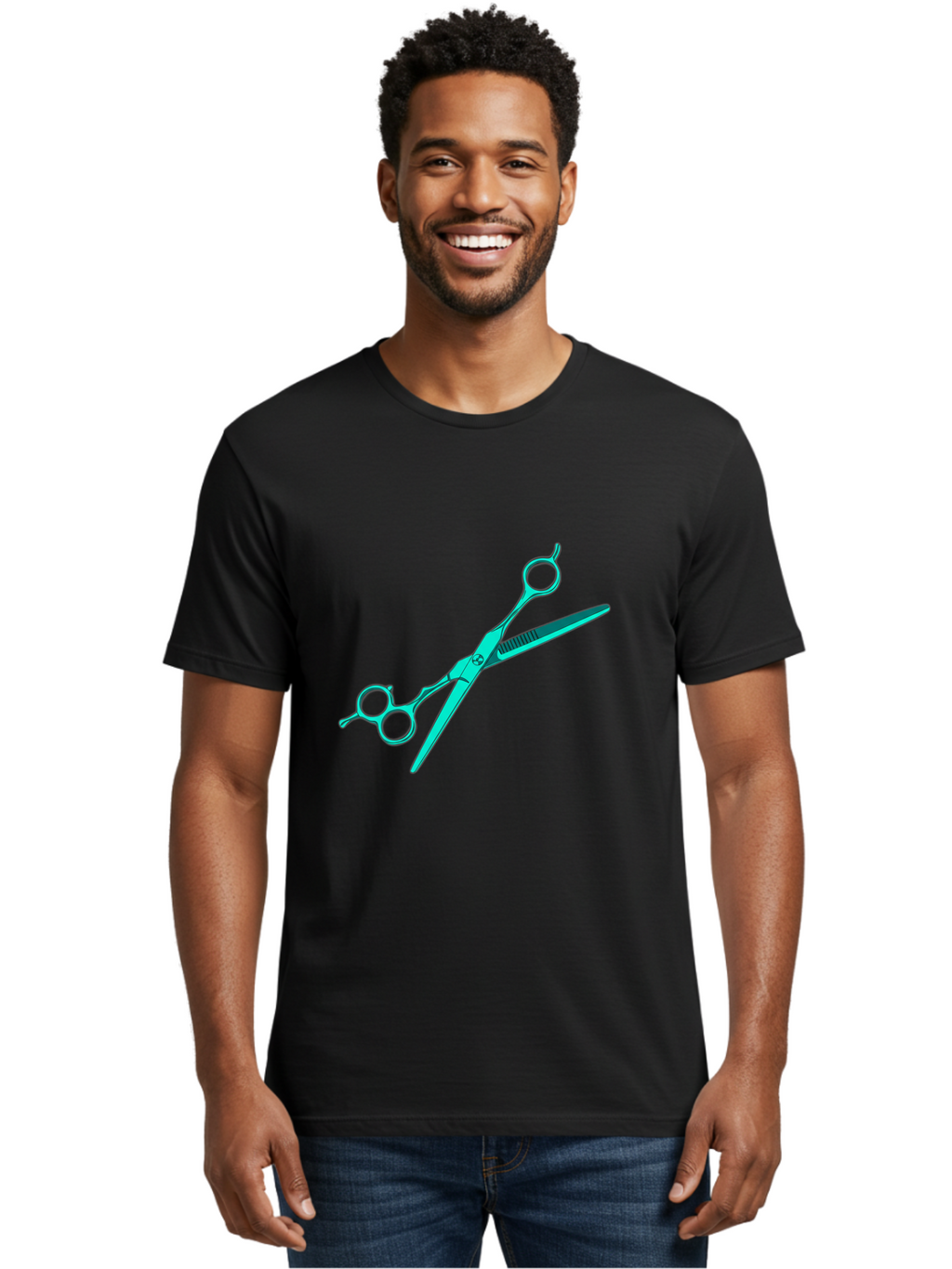 Barber-Scissors Men'S Graphic Tee, 100% Cotton, Comfortable Casual Summer Wear, Machine Washable, Hairdressing Scissors, Beauty Tools, Salon Equipment, Hair Cutting, Grooming, Styling, Professional Hairstyling Bac607