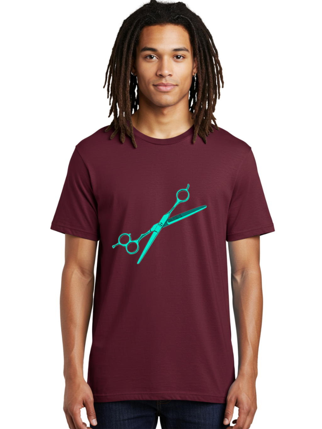 Barber-Scissors Men'S Graphic Tee, 100% Cotton, Comfortable Casual Summer Wear, Machine Washable, Hairdressing Scissors, Beauty Tools, Salon Equipment, Hair Cutting, Grooming, Styling, Professional Hairstyling Bac607