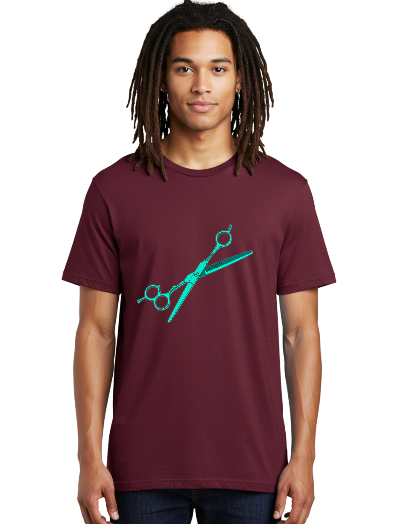 Barber-Scissors Men'S Graphic Tee, 100% Cotton, Comfortable Casual Summer Wear, Machine Washable, Hairdressing Scissors, Beauty Tools, Salon Equipment, Hair Cutting, Grooming, Styling, Professional Hairstyling Bac607