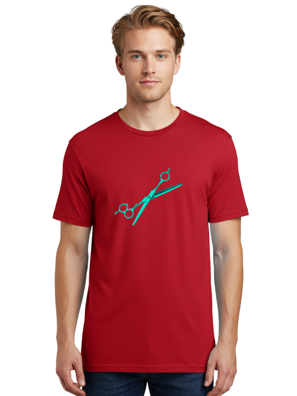 Barber-Scissors Men'S Graphic Tee, 100% Cotton, Comfortable Casual Summer Wear, Machine Washable, Hairdressing Scissors, Beauty Tools, Salon Equipment, Hair Cutting, Grooming, Styling, Professional Hairstyling Bac607