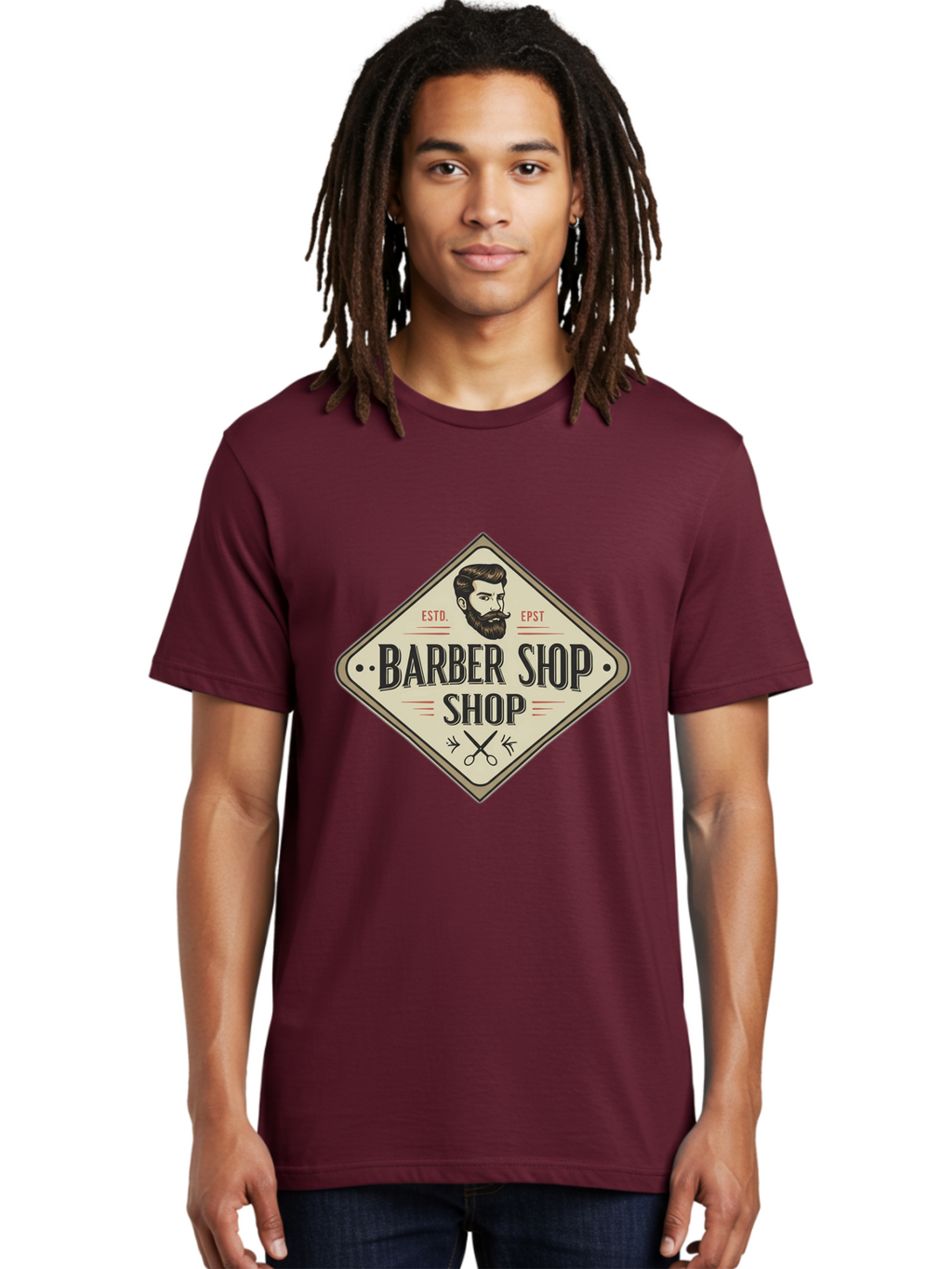 Barber-Shop-Shop Men'S Graphic Tee, 100% Cotton, Comfortable Casual Summer Wear, Machine Washable, Barber Shop Logo, Vintage Style, Men'S Grooming, Beard Care, Haircutting Scissors, Retro Signage, Classic Barber Bac610