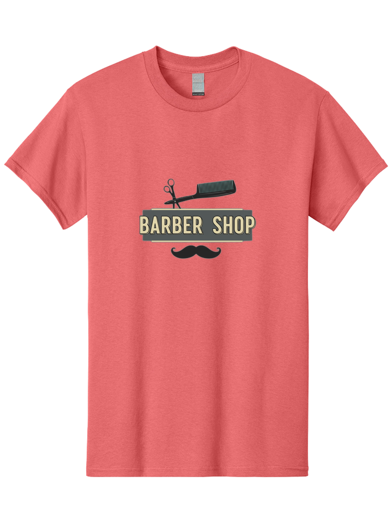 Barber-Shop Men'S Graphic Tee, 100% Cotton, Comfortable Casual Summer Wear, Machine Washable, Barber Shop Logo, Barber Shop Sign, Grooming Tools, Scissors, Comb, Mustache, Men'S Grooming, Barber Services, Haircut, Beard Care, Styling Bac611
