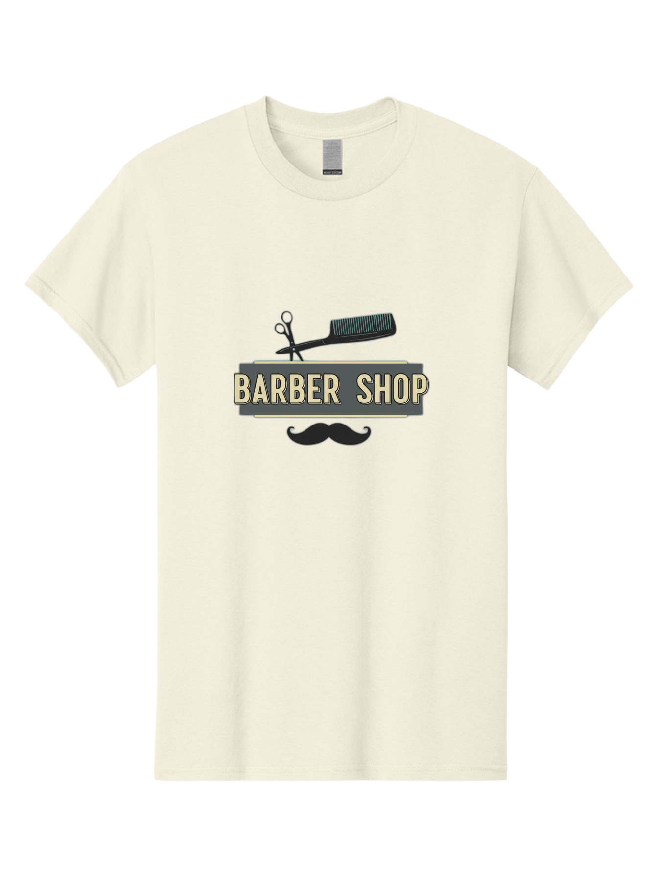 Barber-Shop Men'S Graphic Tee, 100% Cotton, Comfortable Casual Summer Wear, Machine Washable, Barber Shop Logo, Barber Shop Sign, Grooming Tools, Scissors, Comb, Mustache, Men'S Grooming, Barber Services, Haircut, Beard Care, Styling Bac611