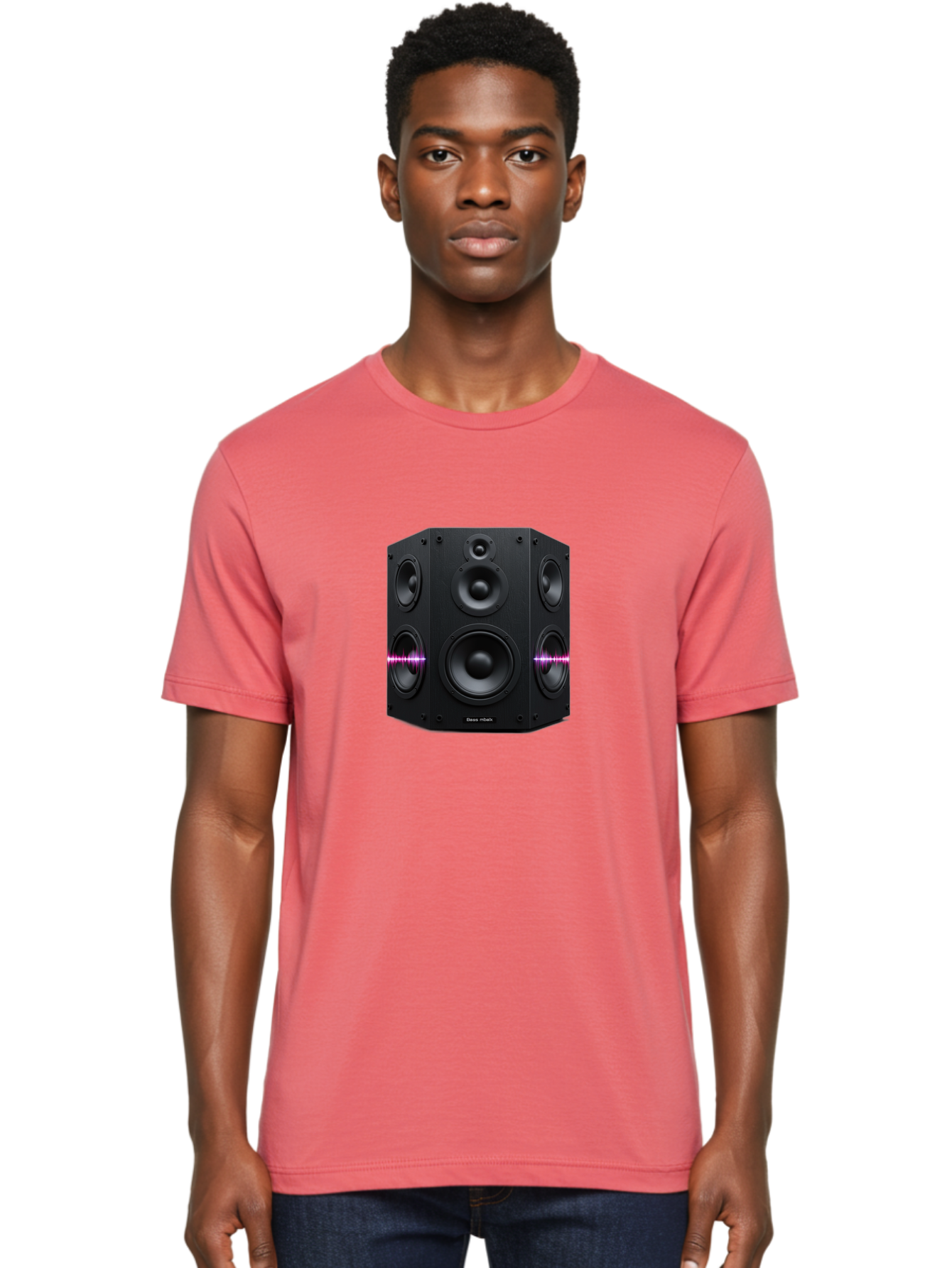 Base-Reflex Men'S Graphic Tee, 100% Cotton, Comfortable Casual Summer Wear, Machine Washable, Black Speaker System, Home Audio Equipment, Sound System, Hi-Fi Speaker, Purple Sound Wave, Music Technology, Audio Visual Bac614
