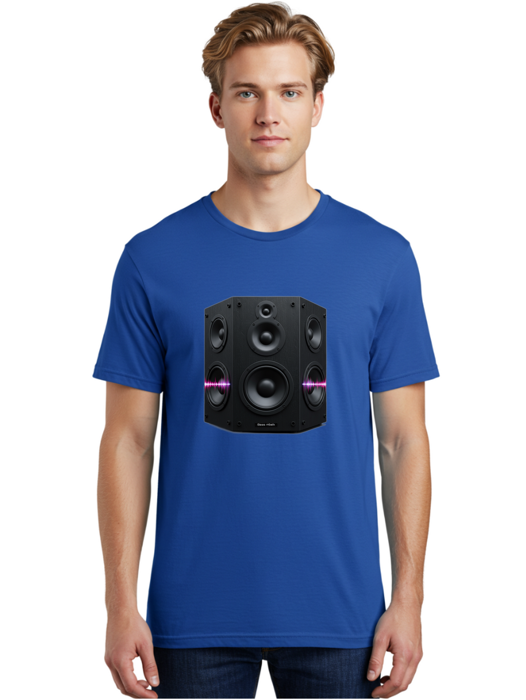 Base-Reflex Men'S Graphic Tee, 100% Cotton, Comfortable Casual Summer Wear, Machine Washable, Black Speaker System, Home Audio Equipment, Sound System, Hi-Fi Speaker, Purple Sound Wave, Music Technology, Audio Visual Bac614