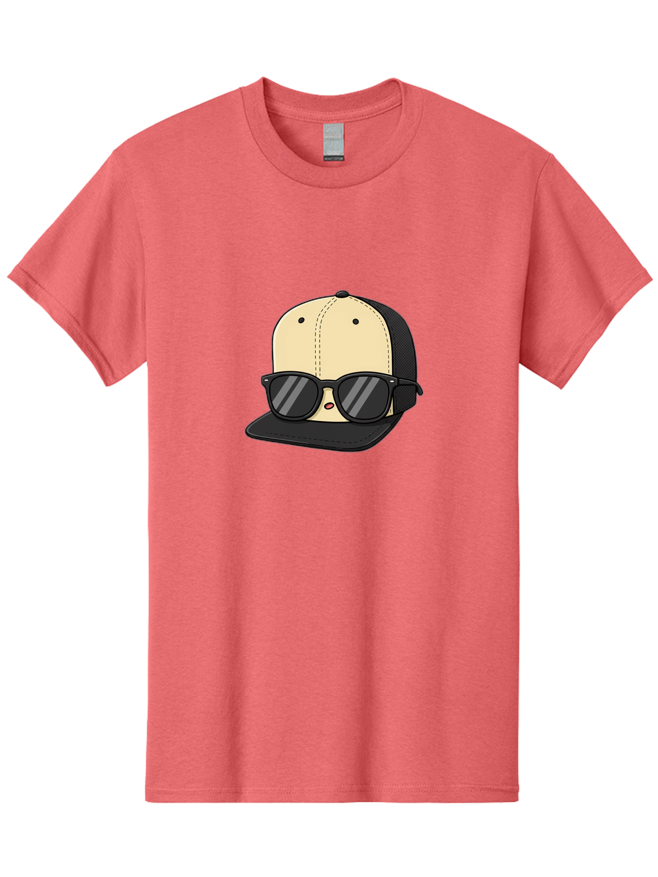 Baseball-Cap-1 Men'S Graphic Tee, 100% Cotton, Comfortable Casual Summer Wear, Machine Washable, Baseball Cap, Sunglasses, Cool Guy, Hipster Style, Trendy Accessories, Fashionable Hat, Cartoon Character, Black And Tan, Shades, Cool Vibes Bac615