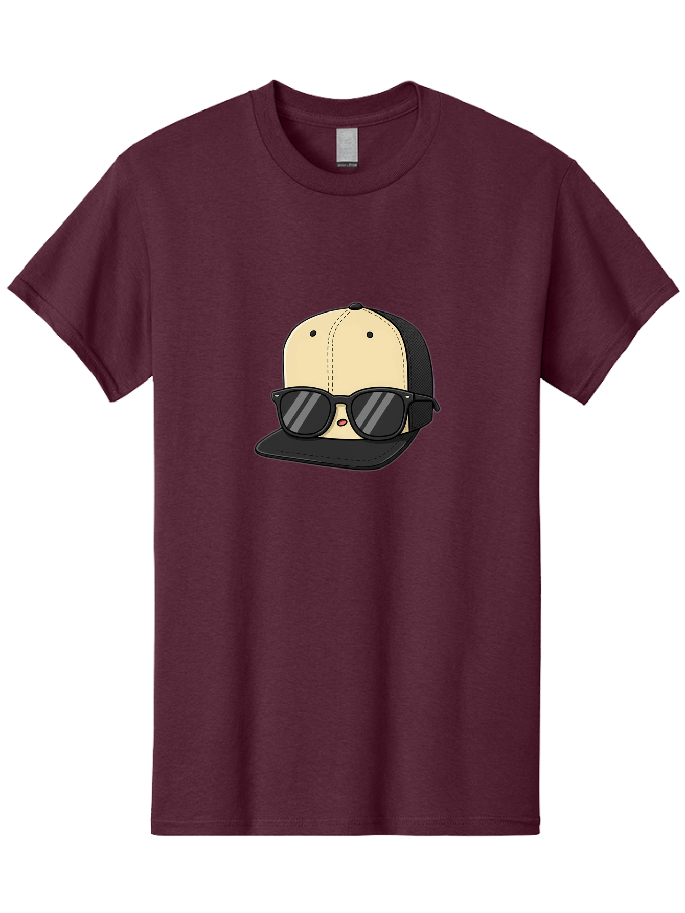 Baseball-Cap-1 Men'S Graphic Tee, 100% Cotton, Comfortable Casual Summer Wear, Machine Washable, Baseball Cap, Sunglasses, Cool Guy, Hipster Style, Trendy Accessories, Fashionable Hat, Cartoon Character, Black And Tan, Shades, Cool Vibes Bac615