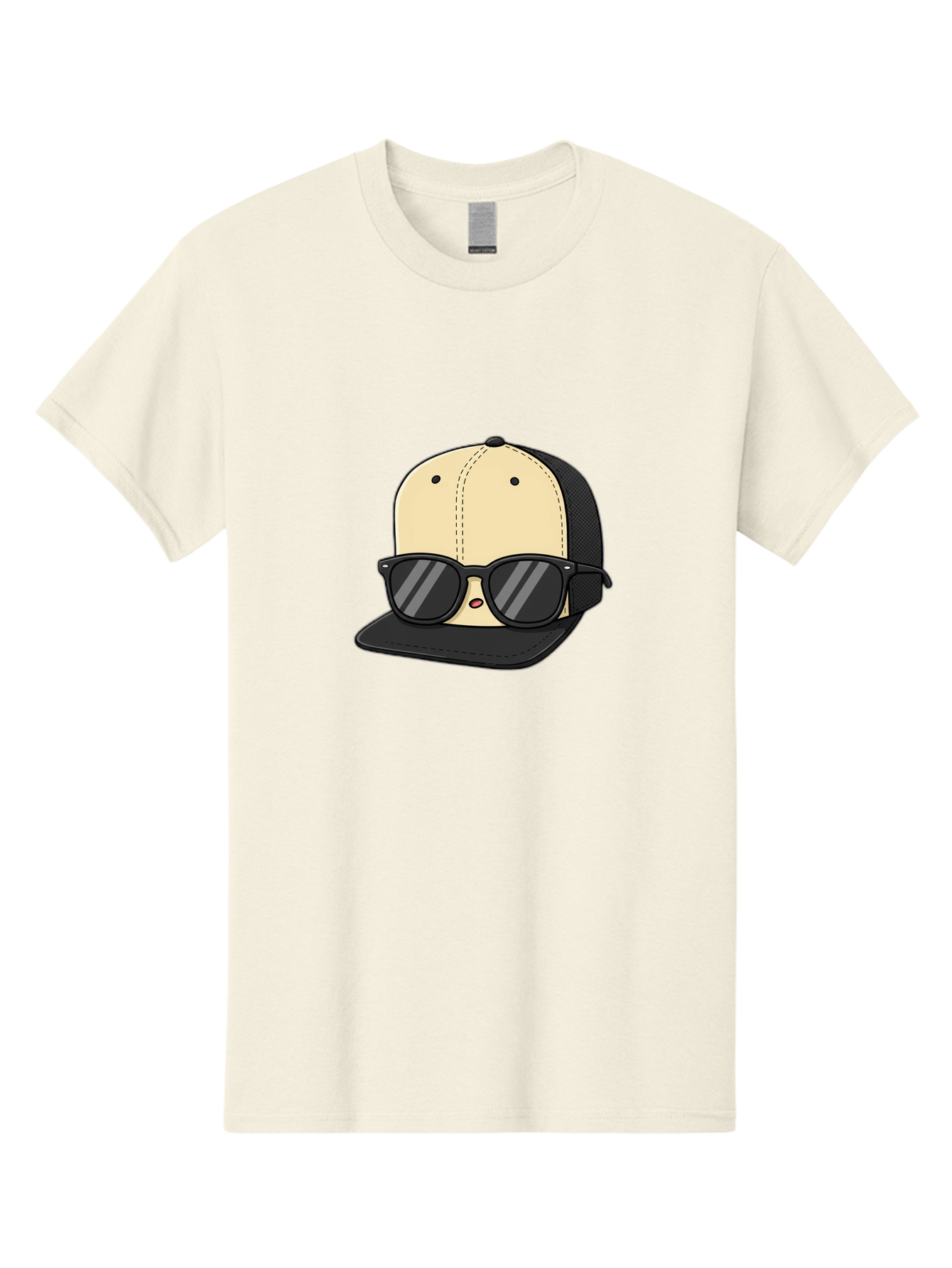 Baseball-Cap-1 Men'S Graphic Tee, 100% Cotton, Comfortable Casual Summer Wear, Machine Washable, Baseball Cap, Sunglasses, Cool Guy, Hipster Style, Trendy Accessories, Fashionable Hat, Cartoon Character, Black And Tan, Shades, Cool Vibes Bac615