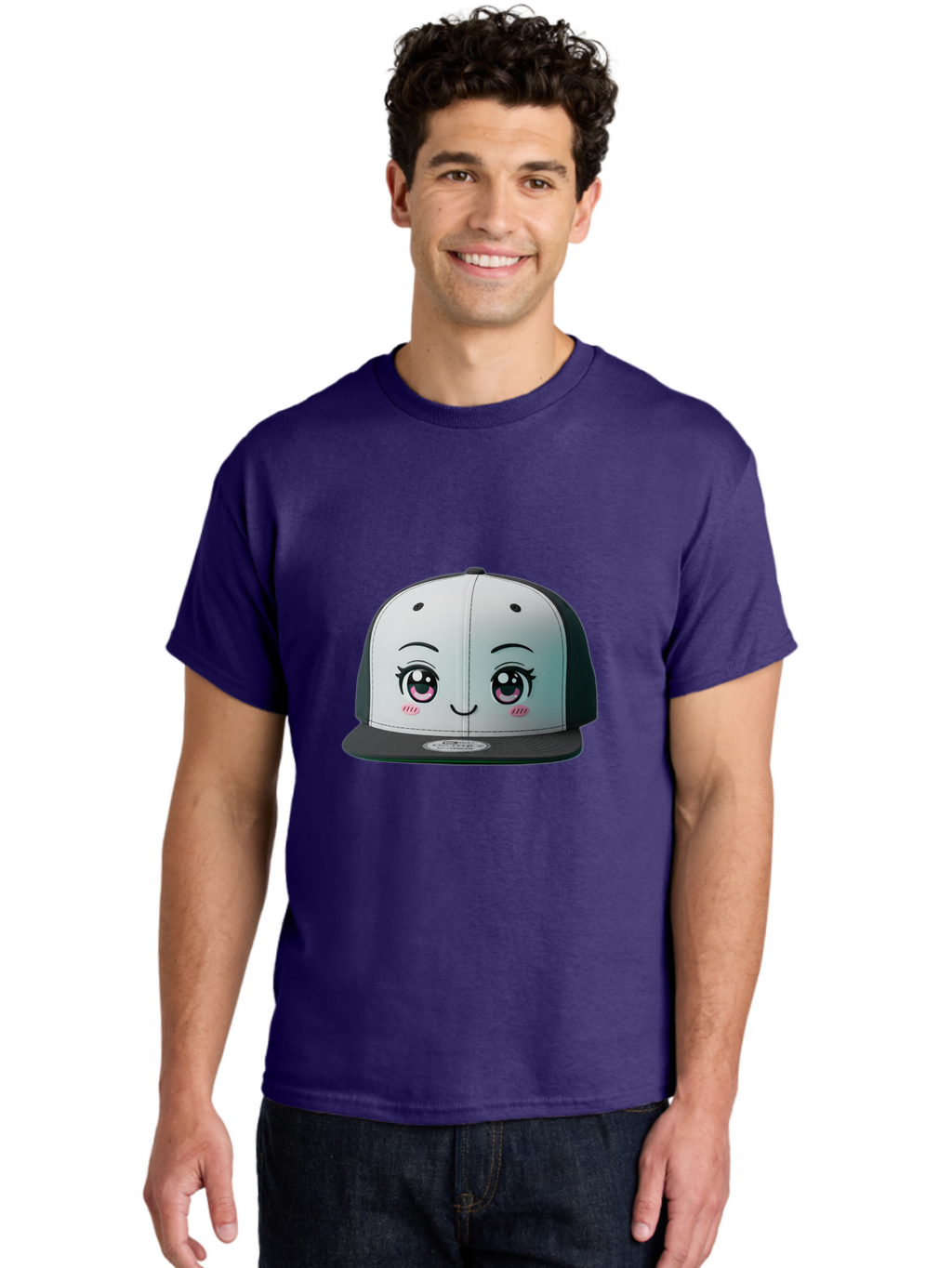 Baseball-Cap Men'S Graphic Tee, 100% Cotton, Comfortable Casual Summer Wear, Machine Washable, Cartoon Snapback Cap, Kawaii Fashion, Cute Hat Design, Playful Eyewear, Trendy Accessories, Streetwear Style, Anime Influence, Fashionable Headwear Bac618