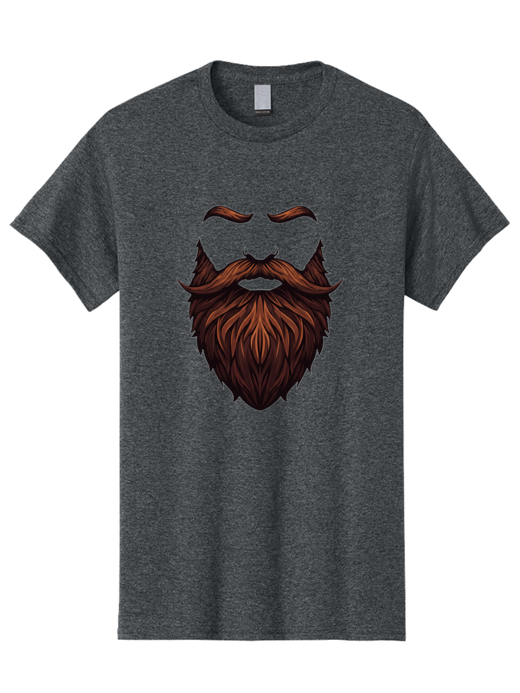 Beard-And-Mustache Men'S Graphic Tee, 100% Cotton, Comfortable Casual Summer Wear, Machine Washable, Luxurious Beard, Stylish Mustache, Hipster Grooming, Facial Hair, Brown Hair, Masculine Look, Trendy Style, Beard Care Bac620