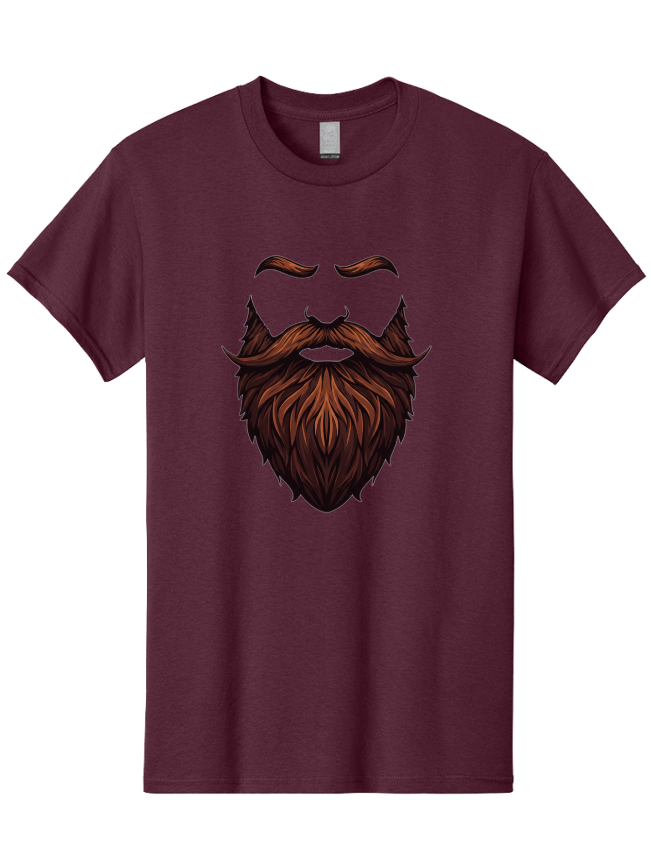 Beard-And-Mustache Men'S Graphic Tee, 100% Cotton, Comfortable Casual Summer Wear, Machine Washable, Luxurious Beard, Stylish Mustache, Hipster Grooming, Facial Hair, Brown Hair, Masculine Look, Trendy Style, Beard Care Bac620