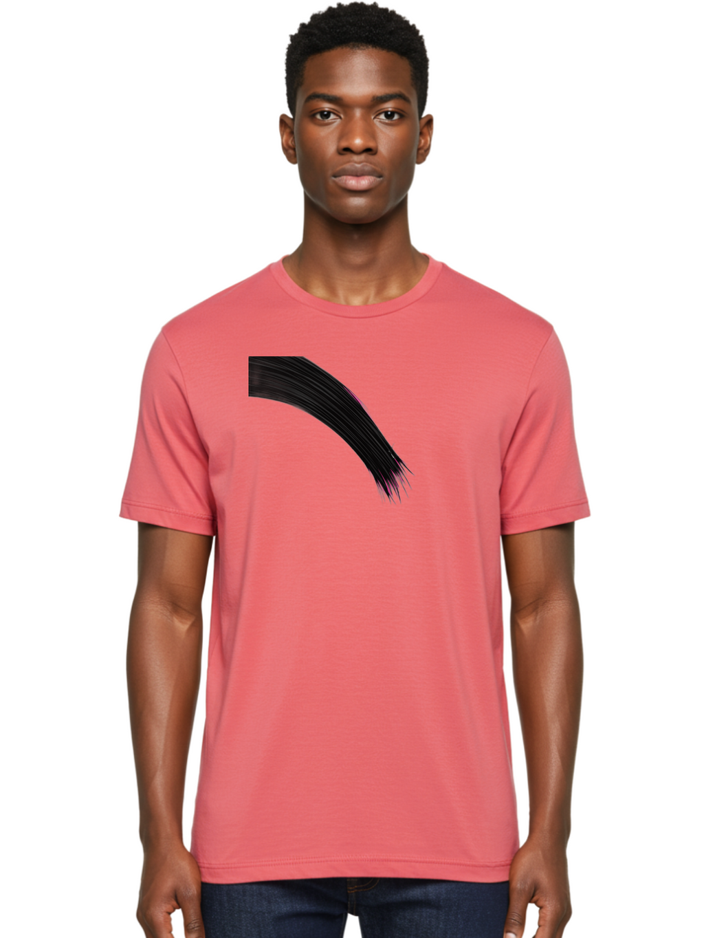 Black-Hair-Strands Men'S Graphic Tee, 100% Cotton, Comfortable Casual Summer Wear, Machine Washable, Black Hair, Hair Extensions, Fine Strands, Pink Highlights, Sleek Texture, Luscious Locks, Hair Styling Bac632