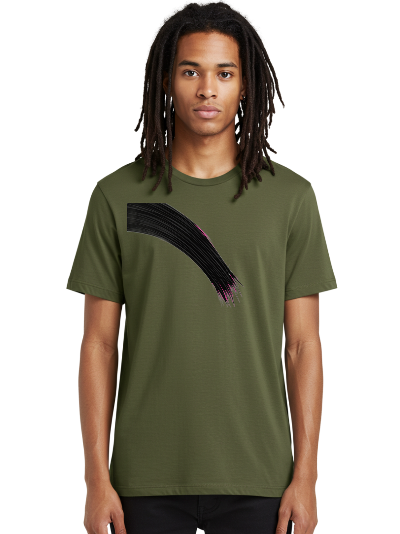 Black-Hair-Strands Men'S Graphic Tee, 100% Cotton, Comfortable Casual Summer Wear, Machine Washable, Black Hair, Hair Extensions, Fine Strands, Pink Highlights, Sleek Texture, Luscious Locks, Hair Styling Bac632