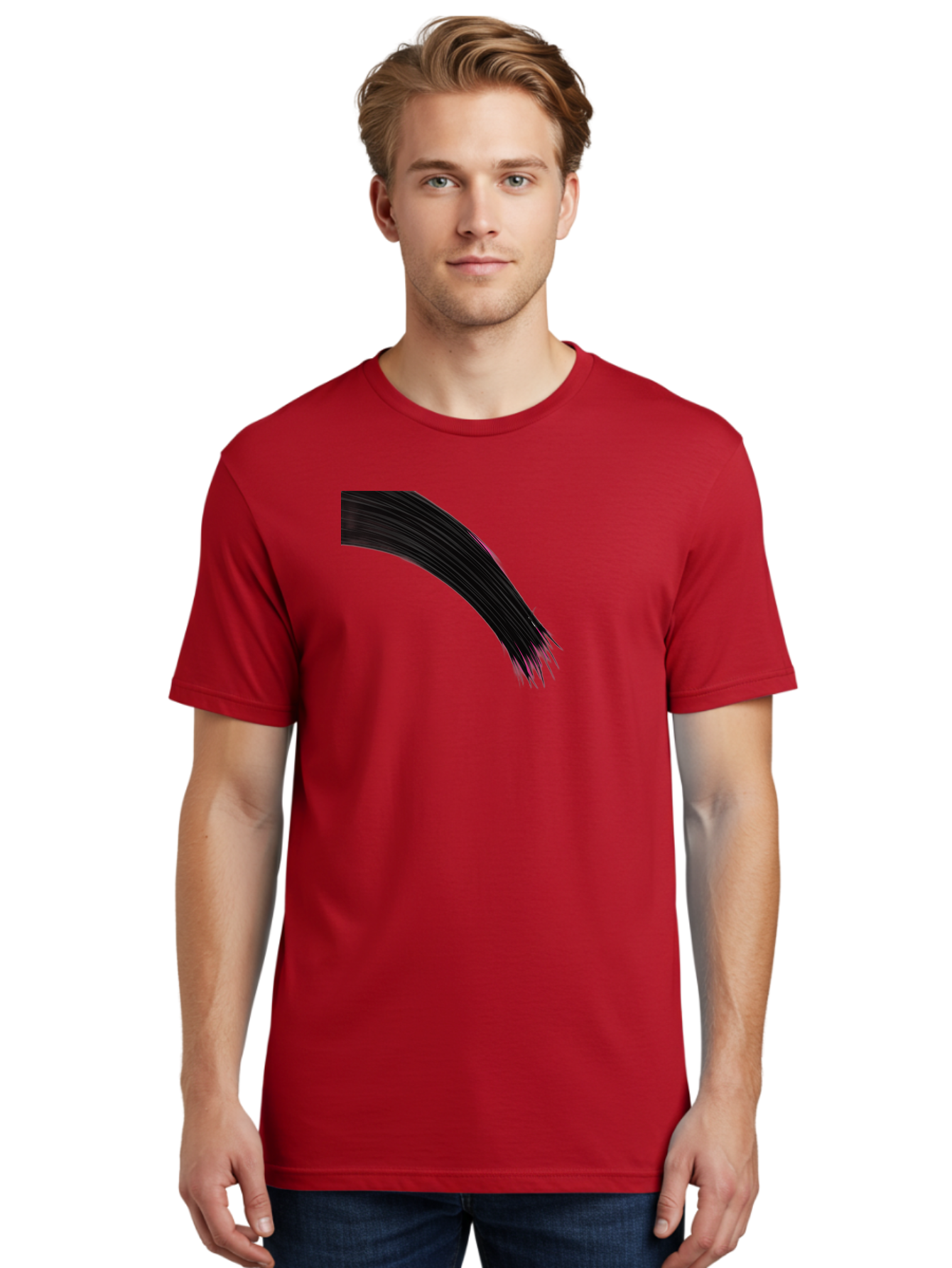 Black-Hair-Strands Men'S Graphic Tee, 100% Cotton, Comfortable Casual Summer Wear, Machine Washable, Black Hair, Hair Extensions, Fine Strands, Pink Highlights, Sleek Texture, Luscious Locks, Hair Styling Bac632
