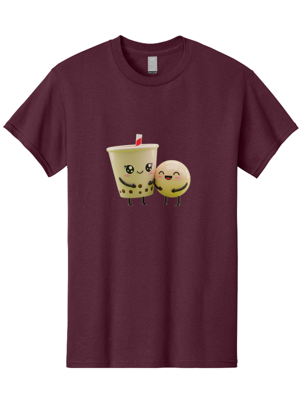 Boba-Friends Men'S Graphic Tee, 100% Cotton, Comfortable Casual Summer Wear, Machine Washable, Boba Tea, Milk Tea, Cartoon Characters, Smiling Faces, Happy Boba, Tea Lovers, Bubble Tea, Cute Illustrations, Friendly Duo, Bubble Tea Culture, Bac648