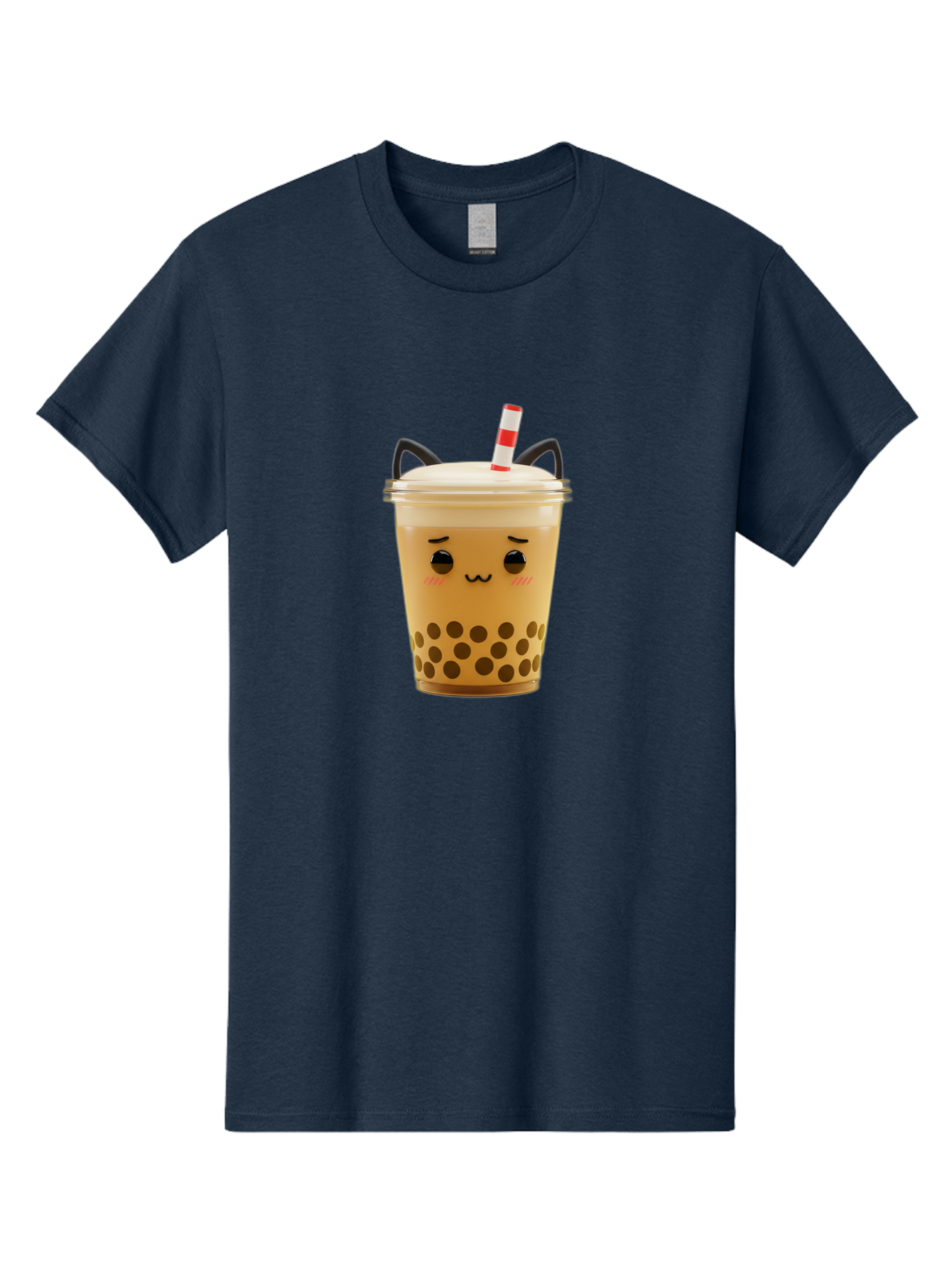 Boba-Tea-1 Men'S Graphic Tee, 100% Cotton, Comfortable Casual Summer Wear, Machine Washable, Cute Boba Tea, Kawaii Drink, Bubble Tea, Cartoon Character, Happy Face, Adorable Design, Sweet Treat, Creamy Texture, Tapioca Pearls, Fun Beverage, Bac650