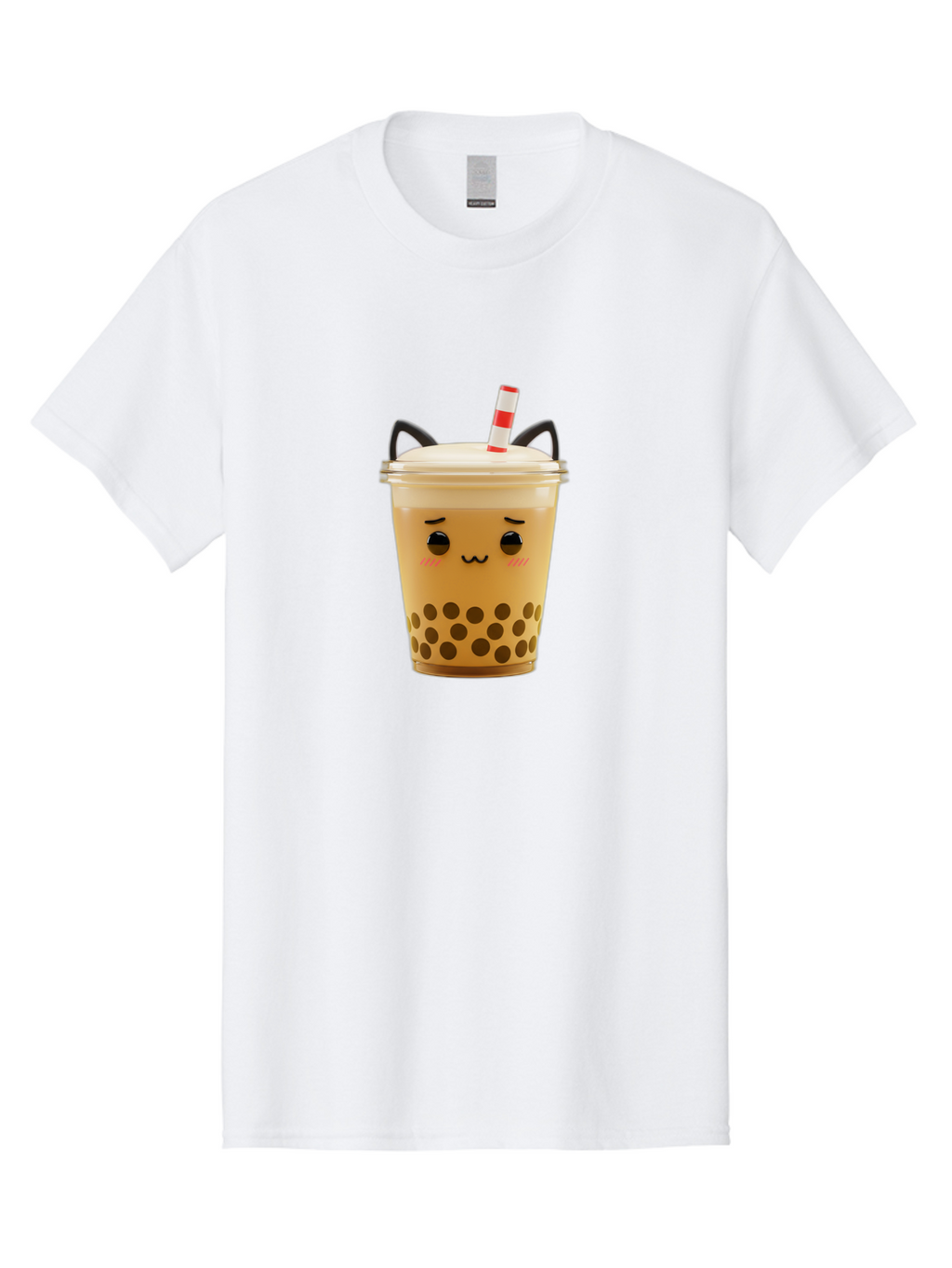 Boba-Tea-1 Men'S Graphic Tee, 100% Cotton, Comfortable Casual Summer Wear, Machine Washable, Cute Boba Tea, Kawaii Drink, Bubble Tea, Cartoon Character, Happy Face, Adorable Design, Sweet Treat, Creamy Texture, Tapioca Pearls, Fun Beverage, Bac650