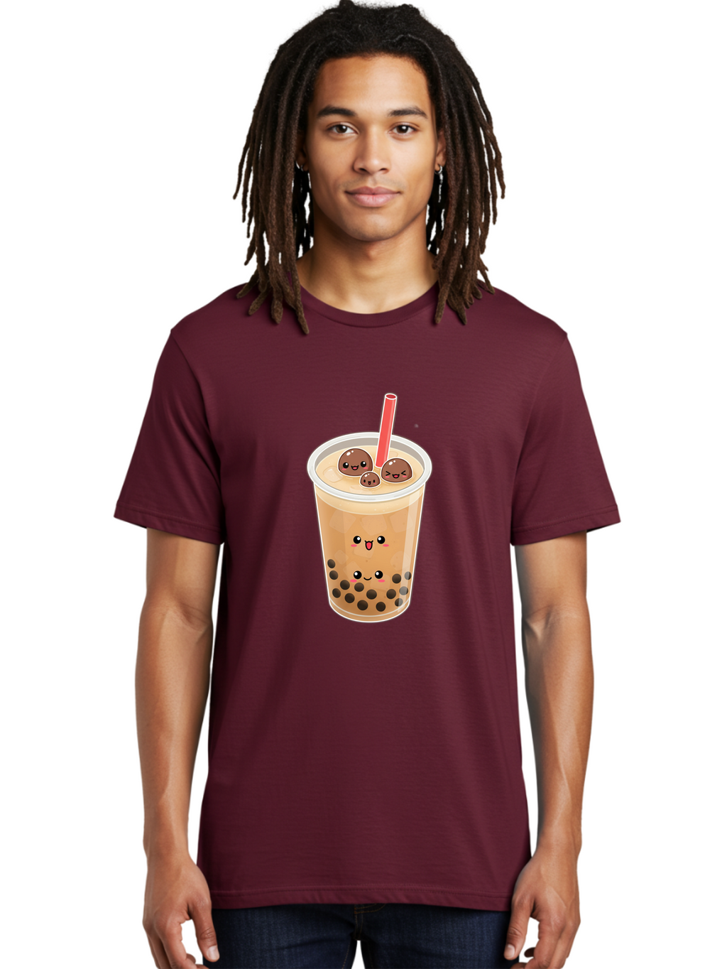 Boba-Tea-13 Men'S Graphic Tee, 100% Cotton, Comfortable Casual Summer Wear, Machine Washable, Boba Tea, Bubble Tea, Cartoon Drink, Cute Beverage, Milky Tea, Tea Time, Boba Pearls, Sweet Treat, Cartoon Style, Adorable Drink, Tasty Boba, Bac654