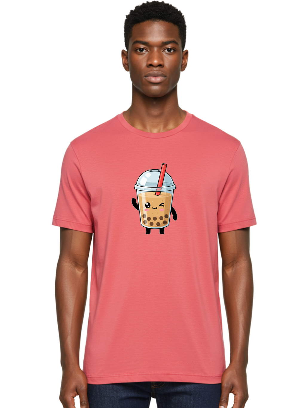 Boba-Tea-14 Men'S Graphic Tee, 100% Cotton, Comfortable Casual Summer Wear, Machine Washable, Cute Boba Tea, Kawaii Boba, Iced Tea, Bubble Tea, Boba Drink, Milk Tea, Cartoon Character, Adorable Beverage, Fun Drink Bac655