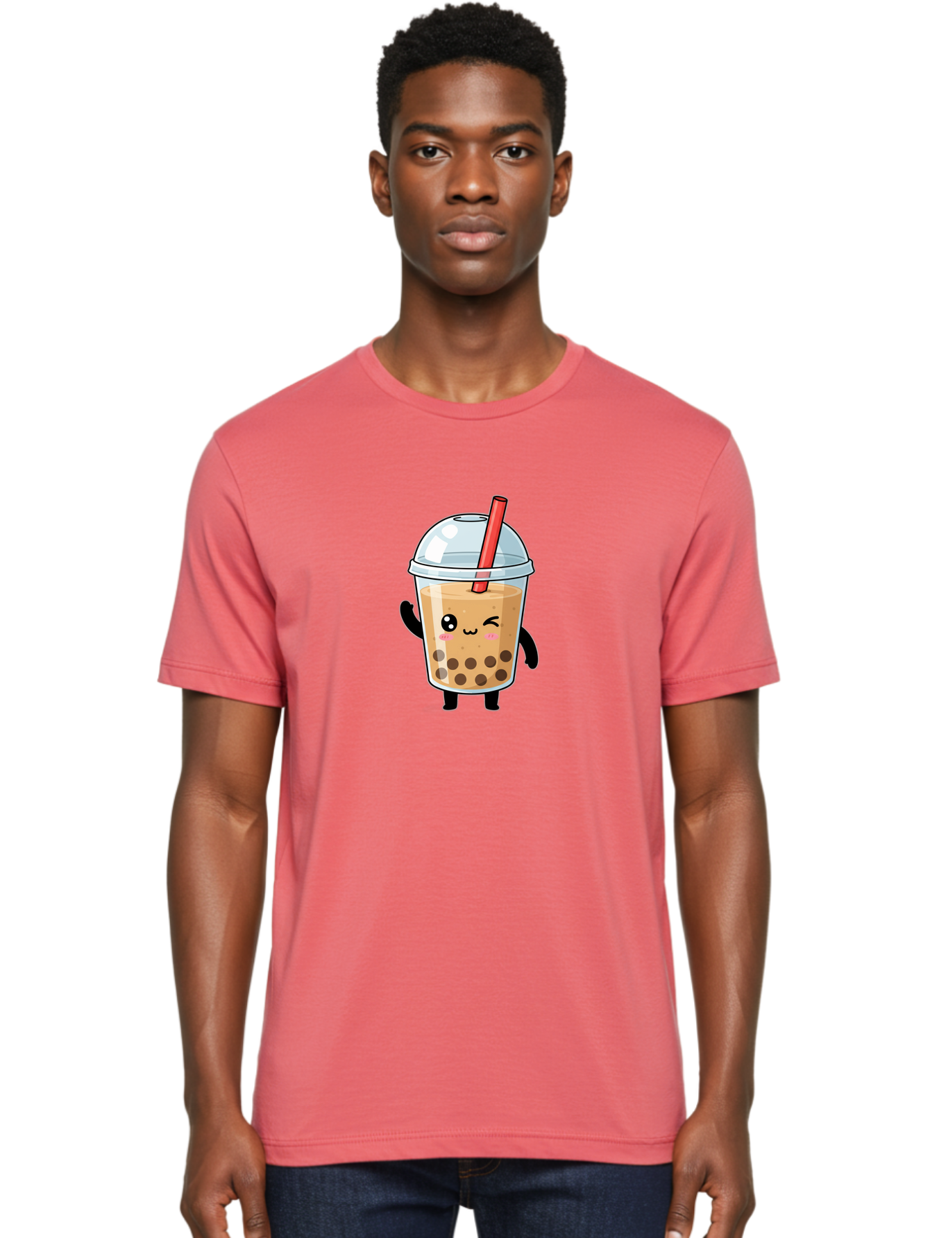 Boba-Tea-14 Men'S Graphic Tee, 100% Cotton, Comfortable Casual Summer Wear, Machine Washable, Cute Boba Tea, Kawaii Boba, Iced Tea, Bubble Tea, Boba Drink, Milk Tea, Cartoon Character, Adorable Beverage, Fun Drink Bac655