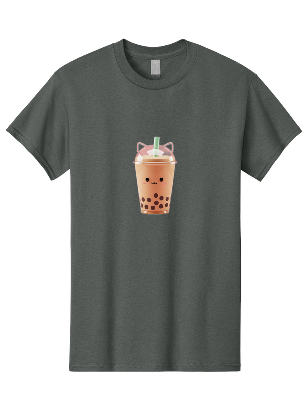 Boba-Tea-2 Men'S Graphic Tee, 100% Cotton, Comfortable Casual Summer Wear, Machine Washable, Bubble Tea, Milk Tea, Boba Drink, Cute Kawaii Design, Cartoon Face, Straw, Tapioca Pearls, Brown Bubbles, Smiling Face, Adorable Beverage, Tea Drink, Bac660