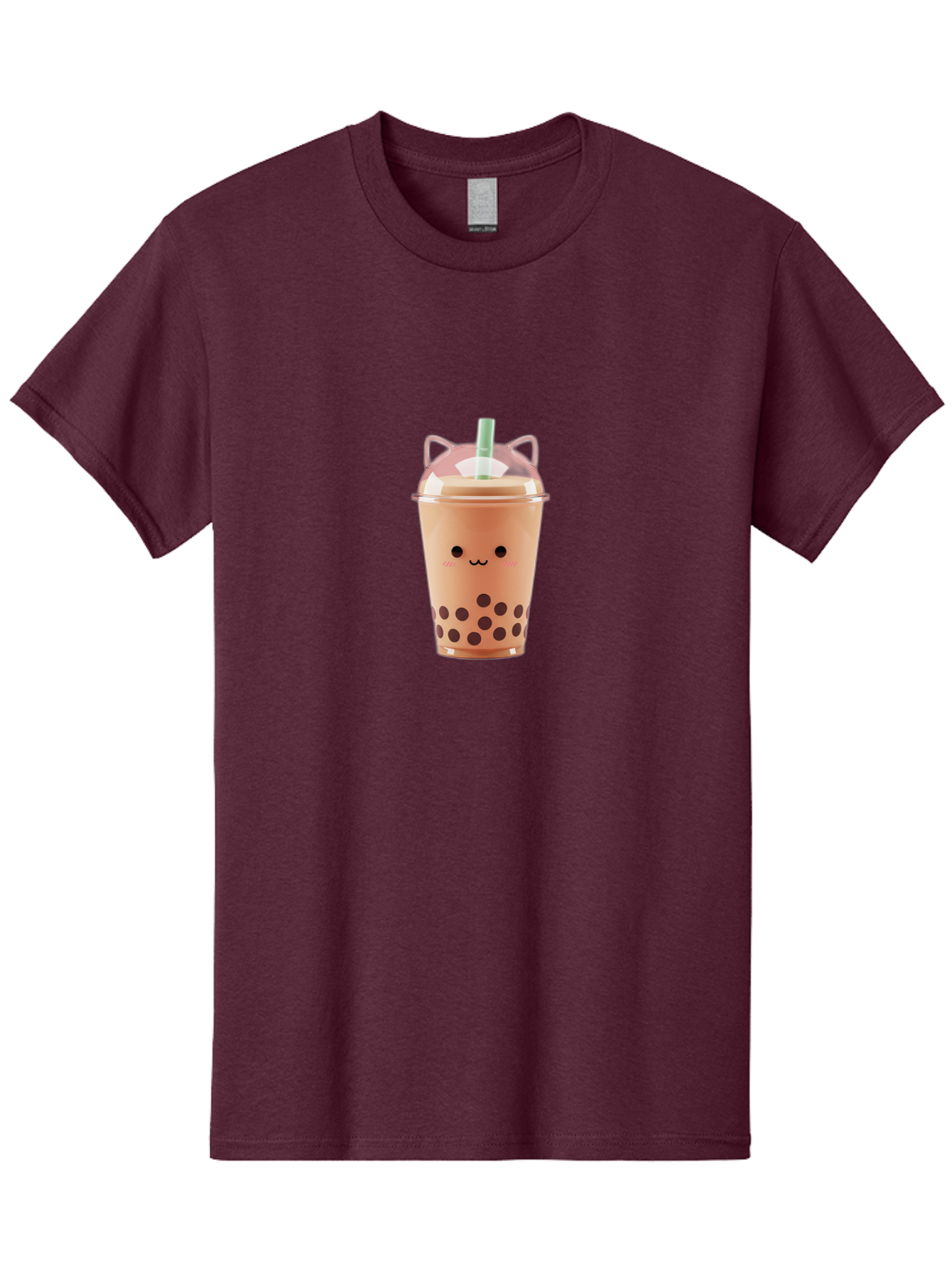 Boba-Tea-2 Men'S Graphic Tee, 100% Cotton, Comfortable Casual Summer Wear, Machine Washable, Bubble Tea, Milk Tea, Boba Drink, Cute Kawaii Design, Cartoon Face, Straw, Tapioca Pearls, Brown Bubbles, Smiling Face, Adorable Beverage, Tea Drink, Bac660