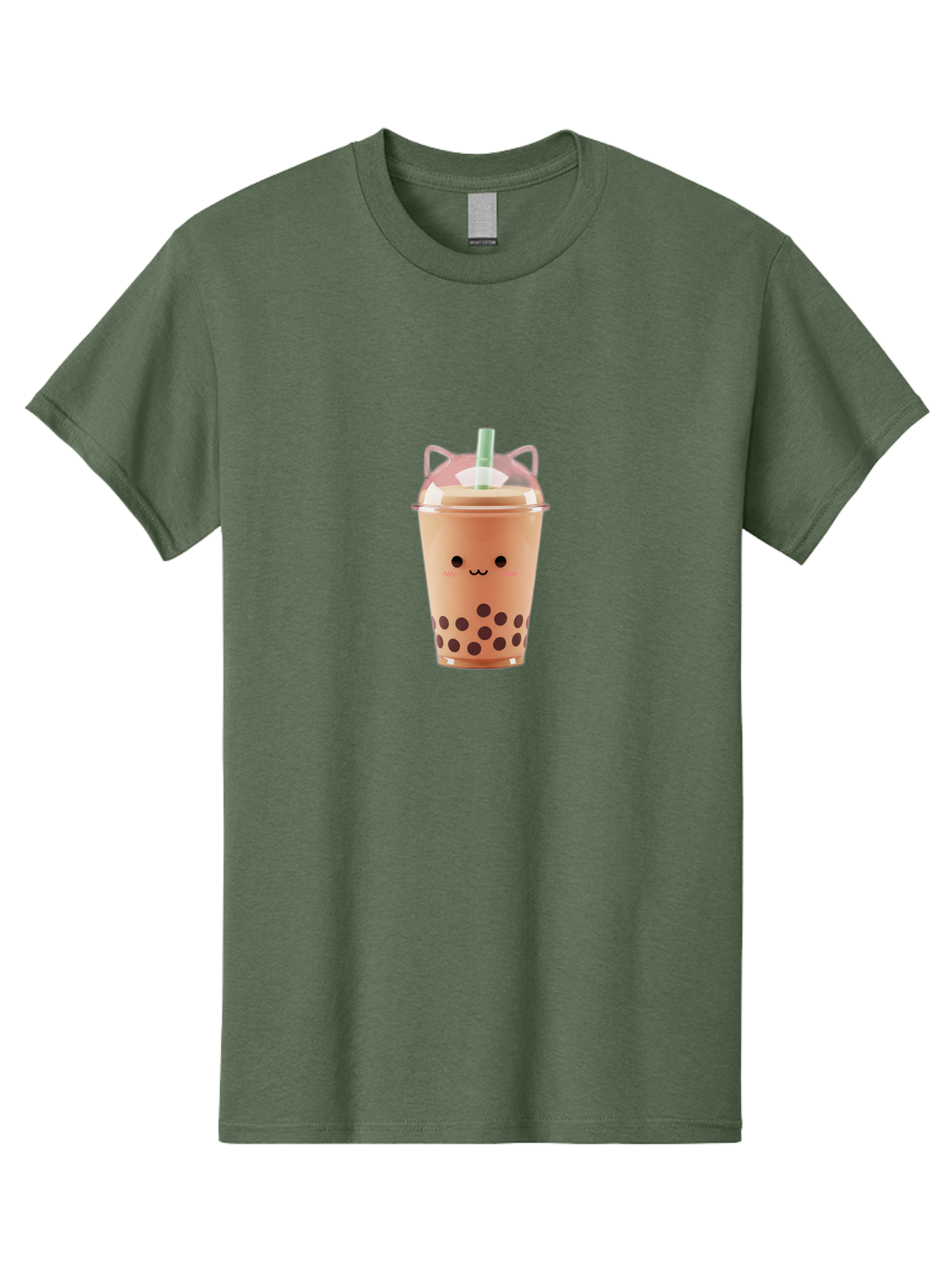 Boba-Tea-2 Men'S Graphic Tee, 100% Cotton, Comfortable Casual Summer Wear, Machine Washable, Bubble Tea, Milk Tea, Boba Drink, Cute Kawaii Design, Cartoon Face, Straw, Tapioca Pearls, Brown Bubbles, Smiling Face, Adorable Beverage, Tea Drink, Bac660