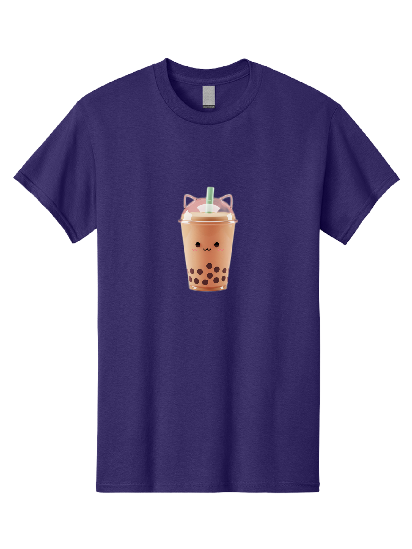 Boba-Tea-2 Men'S Graphic Tee, 100% Cotton, Comfortable Casual Summer Wear, Machine Washable, Bubble Tea, Milk Tea, Boba Drink, Cute Kawaii Design, Cartoon Face, Straw, Tapioca Pearls, Brown Bubbles, Smiling Face, Adorable Beverage, Tea Drink, Bac660