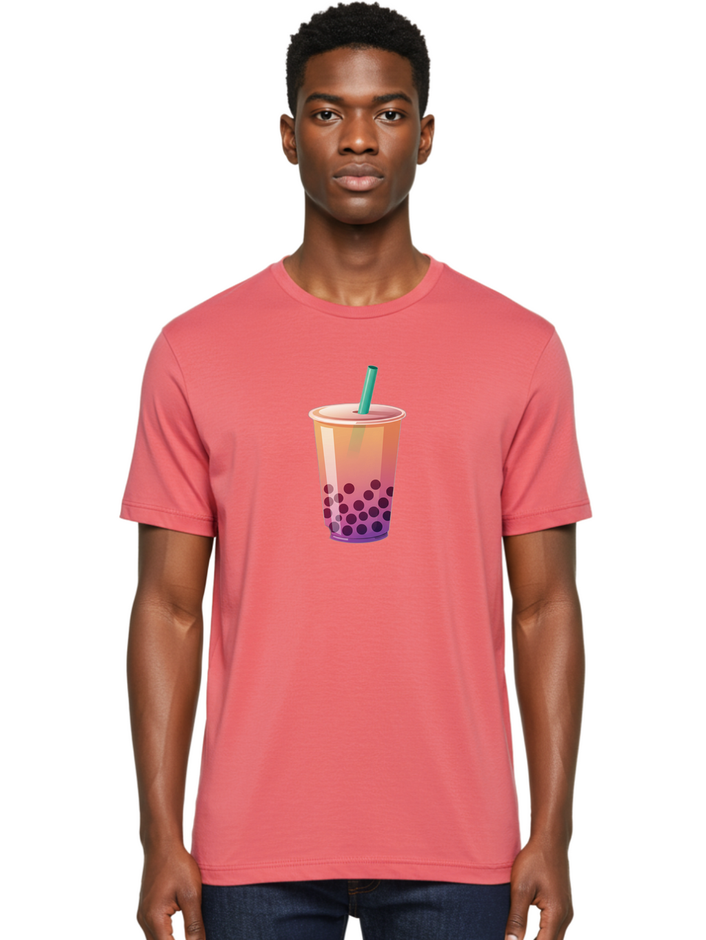Boba-Tea-3 Men'S Graphic Tee, 100% Cotton, Comfortable Casual Summer Wear, Machine Washable, Bubble Tea, Boba Tea, Pink Tea, Straw, Tapioca Pearls, Milk Tea, Tea Drink, Refreshing Beverage, Sweet Treat Bac661