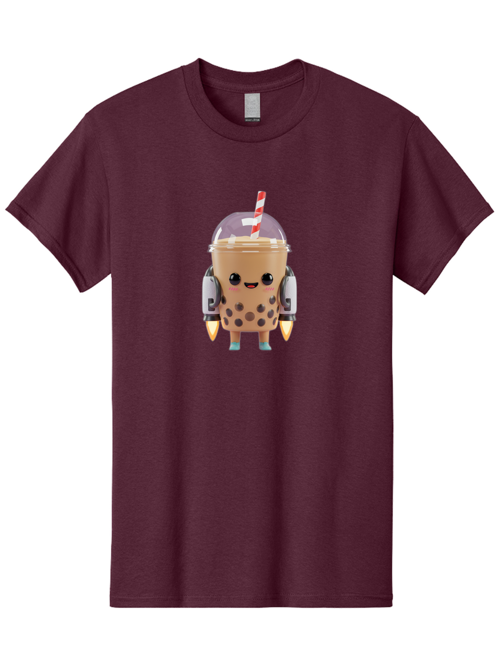 Boba-Tea-Robot Men'S Graphic Tee, 100% Cotton, Comfortable Casual Summer Wear, Machine Washable, Boba Tea, Robot Character, Cute Design, Anthropomorphic Drink, Straw, Robotic Arms, Bubble Tea, Kawaii, 3D Illustration Bac672