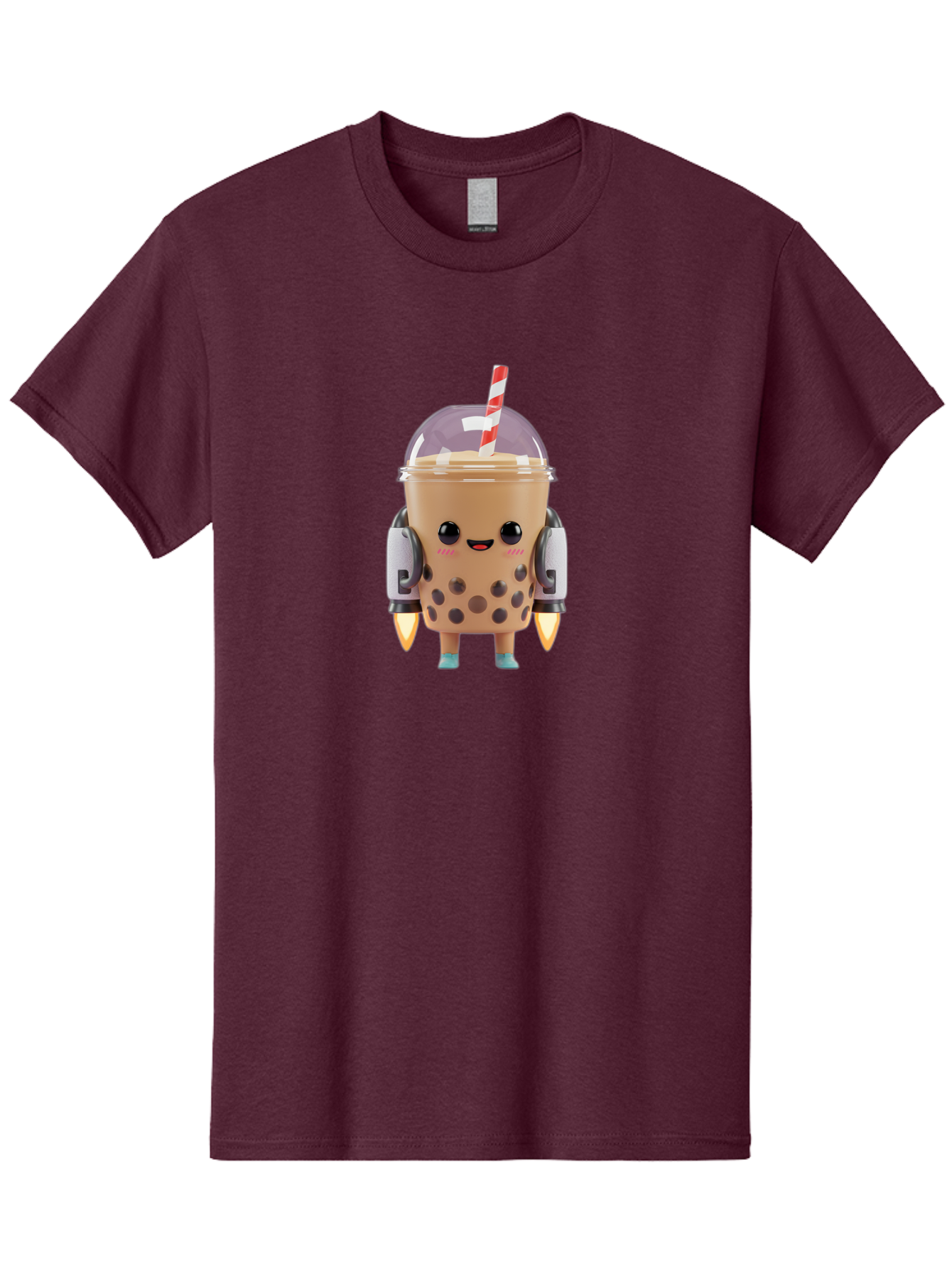 Boba-Tea-Robot Men'S Graphic Tee, 100% Cotton, Comfortable Casual Summer Wear, Machine Washable, Boba Tea, Robot Character, Cute Design, Anthropomorphic Drink, Straw, Robotic Arms, Bubble Tea, Kawaii, 3D Illustration Bac672