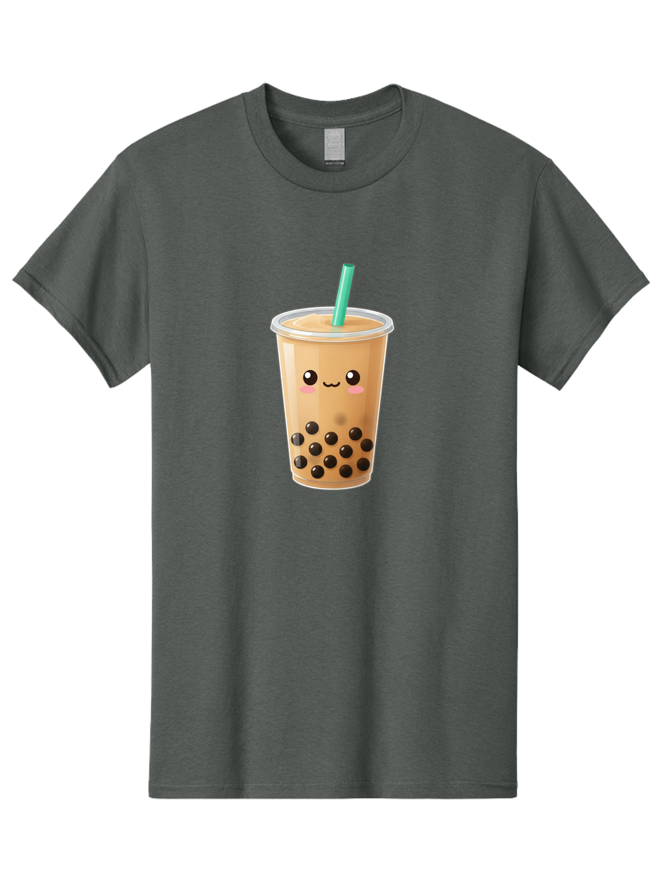 Boba-Tea Men'S Graphic Tee, 100% Cotton, Comfortable Casual Summer Wear, Machine Washable, Milk Tea, Boba Drink, Bubble Tea, Cartoon Character, Cute Illustration, Tea With Tapioca Pearls, Adorable Face, Smiling Beverage, Tea Culture, Bac673