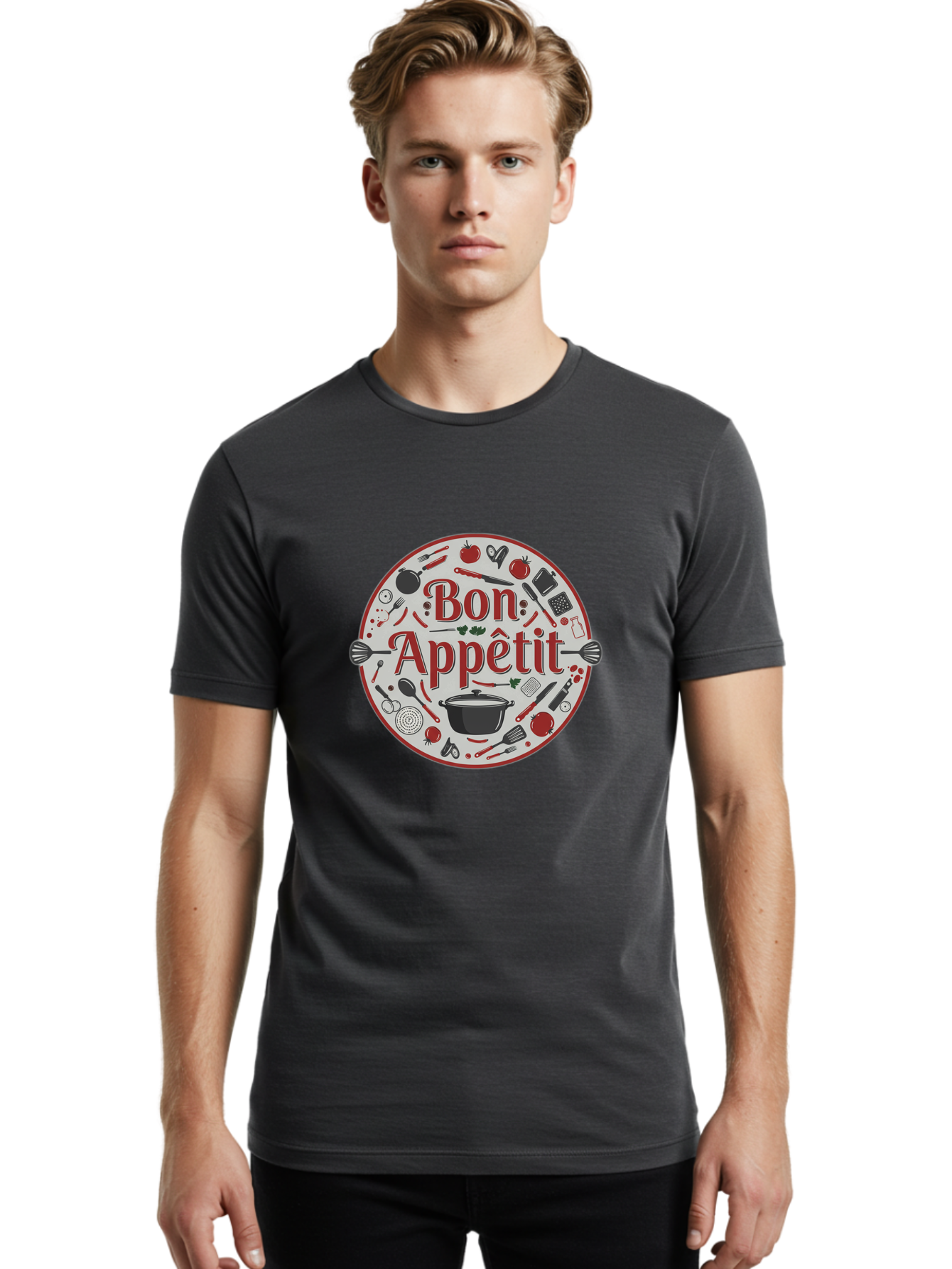 Bon-Appetit-2 Men'S Graphic Tee, 100% Cotton, Comfortable Casual Summer Wear, Machine Washable, Cooking Utensils, Kitchen Tools, Culinary Delights, Gourmet Cuisine, Fine Dining, Cooking Essentials, Kitchen Gadgets, Bon Appetit Bac677
