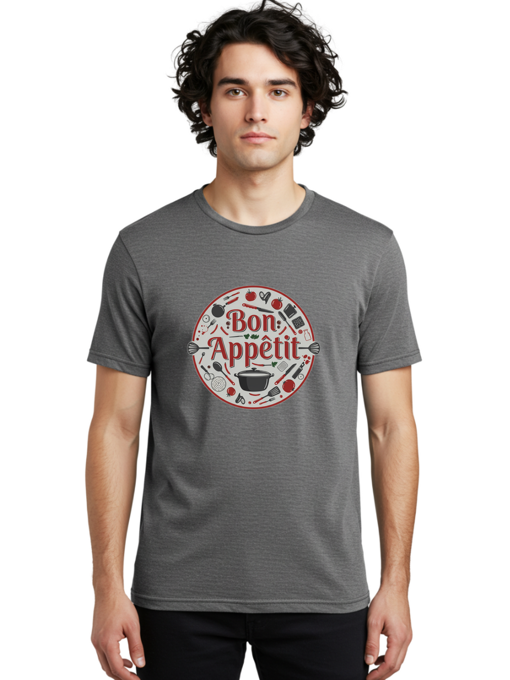 Bon-Appetit-2 Men'S Graphic Tee, 100% Cotton, Comfortable Casual Summer Wear, Machine Washable, Cooking Utensils, Kitchen Tools, Culinary Delights, Gourmet Cuisine, Fine Dining, Cooking Essentials, Kitchen Gadgets, Bon Appetit Bac677