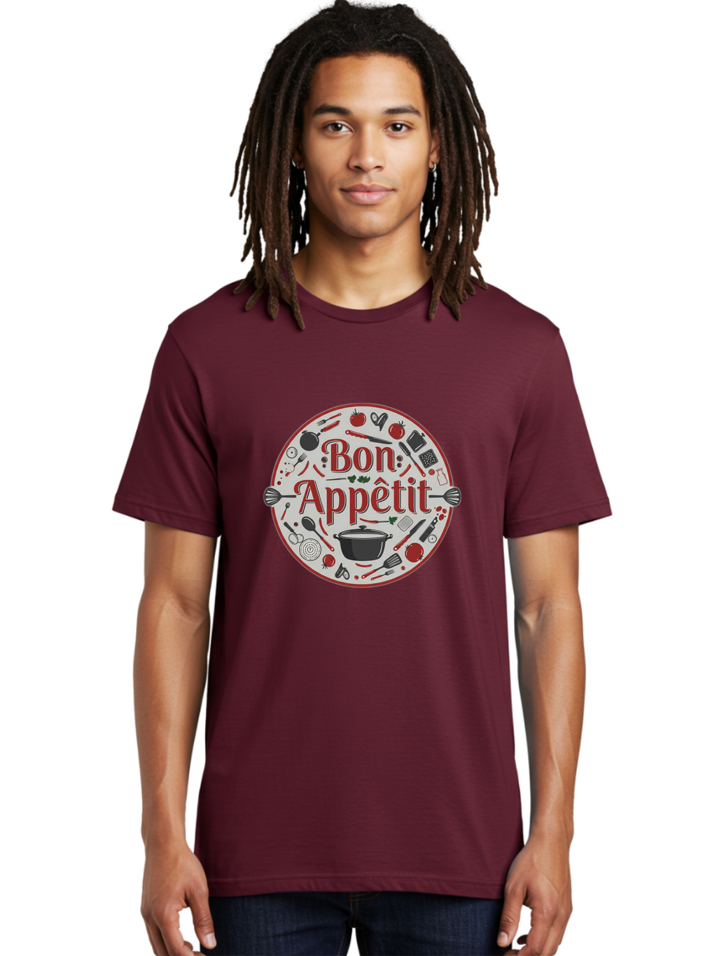 Bon-Appetit-2 Men'S Graphic Tee, 100% Cotton, Comfortable Casual Summer Wear, Machine Washable, Cooking Utensils, Kitchen Tools, Culinary Delights, Gourmet Cuisine, Fine Dining, Cooking Essentials, Kitchen Gadgets, Bon Appetit Bac677