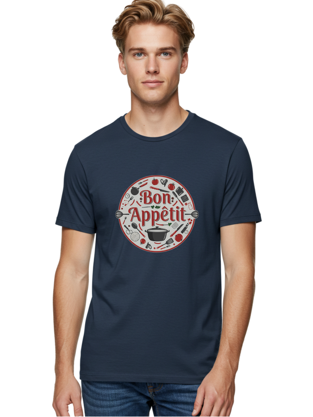 Bon-Appetit-2 Men'S Graphic Tee, 100% Cotton, Comfortable Casual Summer Wear, Machine Washable, Cooking Utensils, Kitchen Tools, Culinary Delights, Gourmet Cuisine, Fine Dining, Cooking Essentials, Kitchen Gadgets, Bon Appetit Bac677