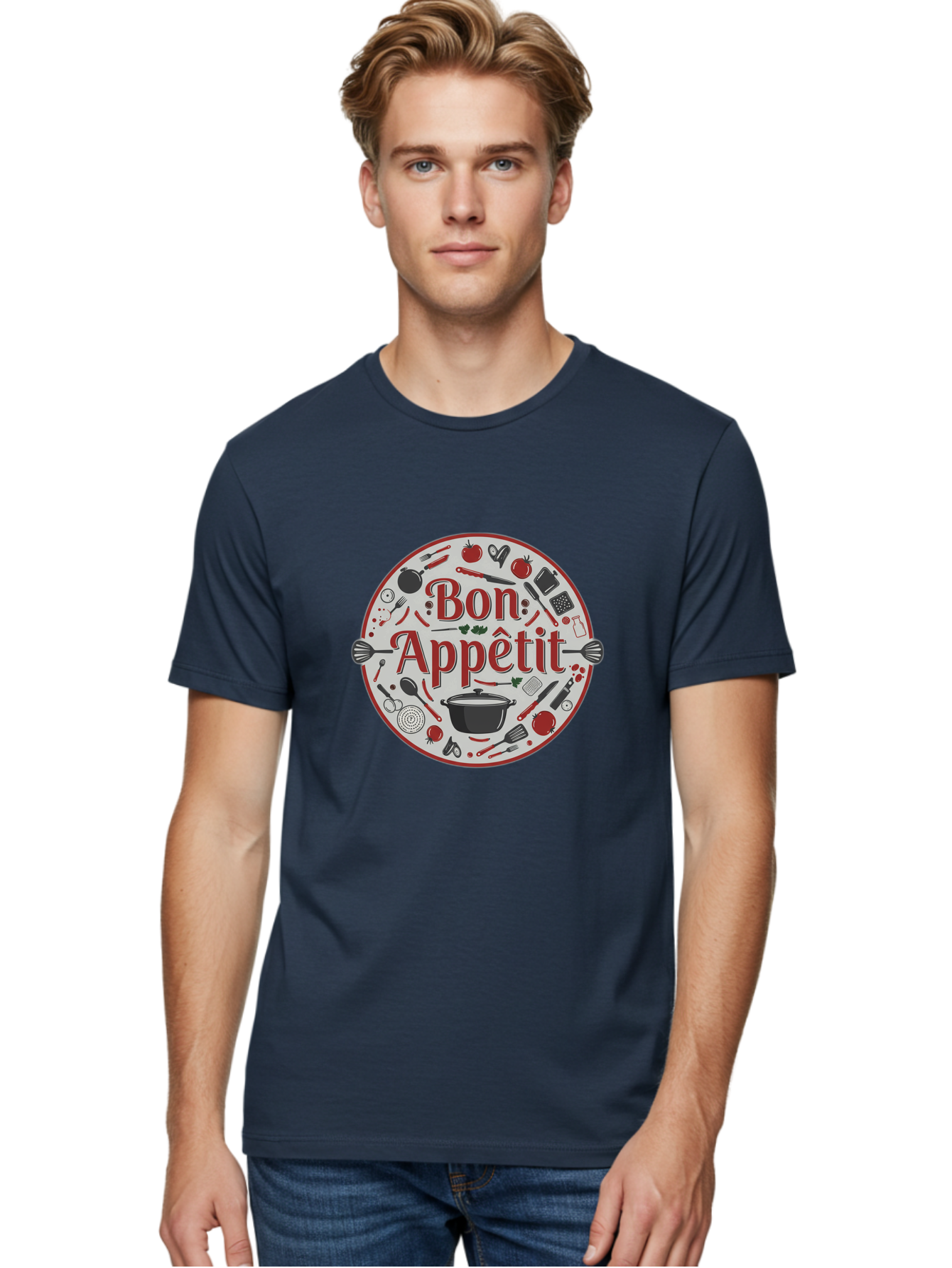 Bon-Appetit-2 Men'S Graphic Tee, 100% Cotton, Comfortable Casual Summer Wear, Machine Washable, Cooking Utensils, Kitchen Tools, Culinary Delights, Gourmet Cuisine, Fine Dining, Cooking Essentials, Kitchen Gadgets, Bon Appetit Bac677