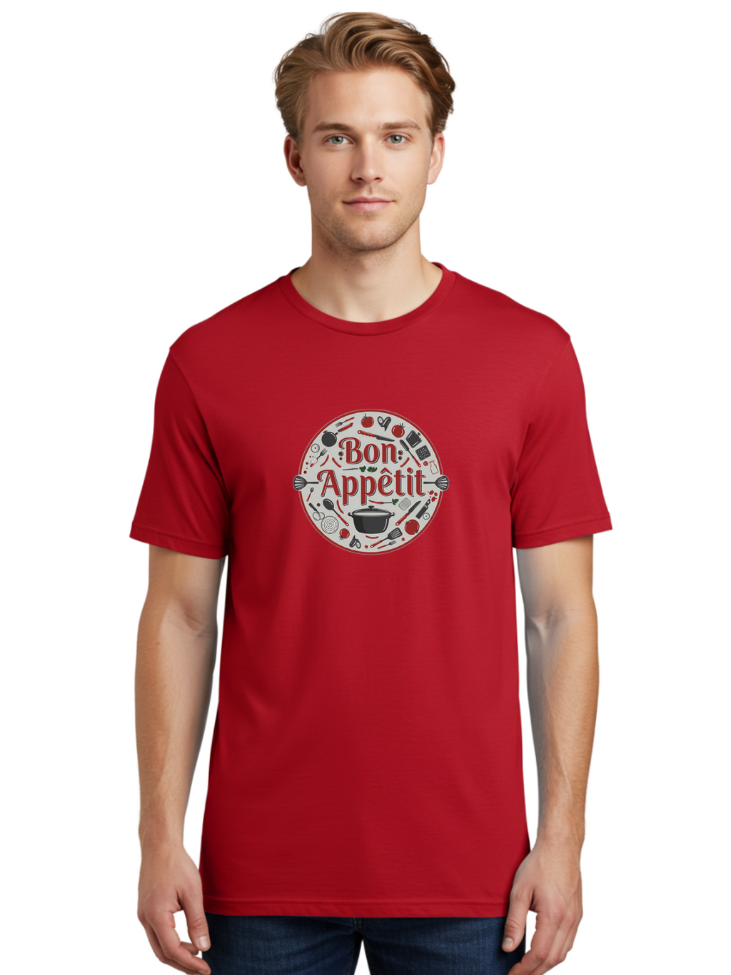 Bon-Appetit-2 Men'S Graphic Tee, 100% Cotton, Comfortable Casual Summer Wear, Machine Washable, Cooking Utensils, Kitchen Tools, Culinary Delights, Gourmet Cuisine, Fine Dining, Cooking Essentials, Kitchen Gadgets, Bon Appetit Bac677