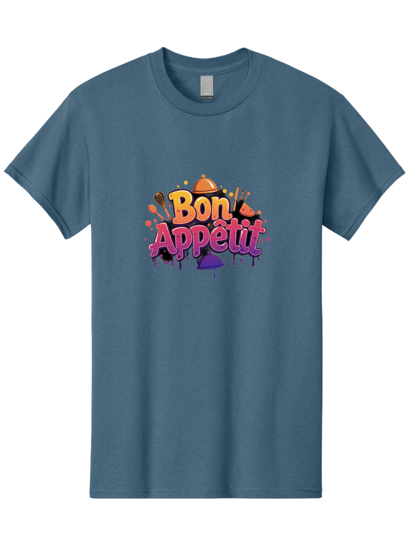Bon-Appetit Men'S Graphic Tee, 100% Cotton, Comfortable Casual Summer Wear, Machine Washable, Foodie Graphics, Restaurant Logo, Culinary Art, Gourmet Inspiration, Kitchen Utensils, Cooking Theme, Vibrant Typography, Serving Dishes, Bac678